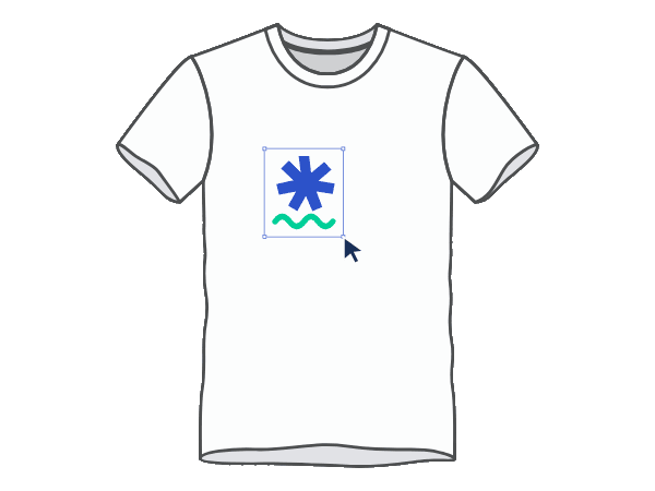 Un diseño se coloca y se redimensiona sobre una camiseta en el editor online