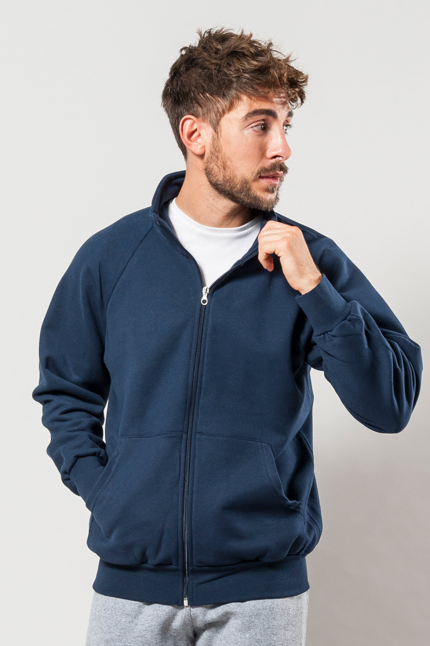 Chaqueta de felpa 100% algodón. 280 g/m2 Azul S