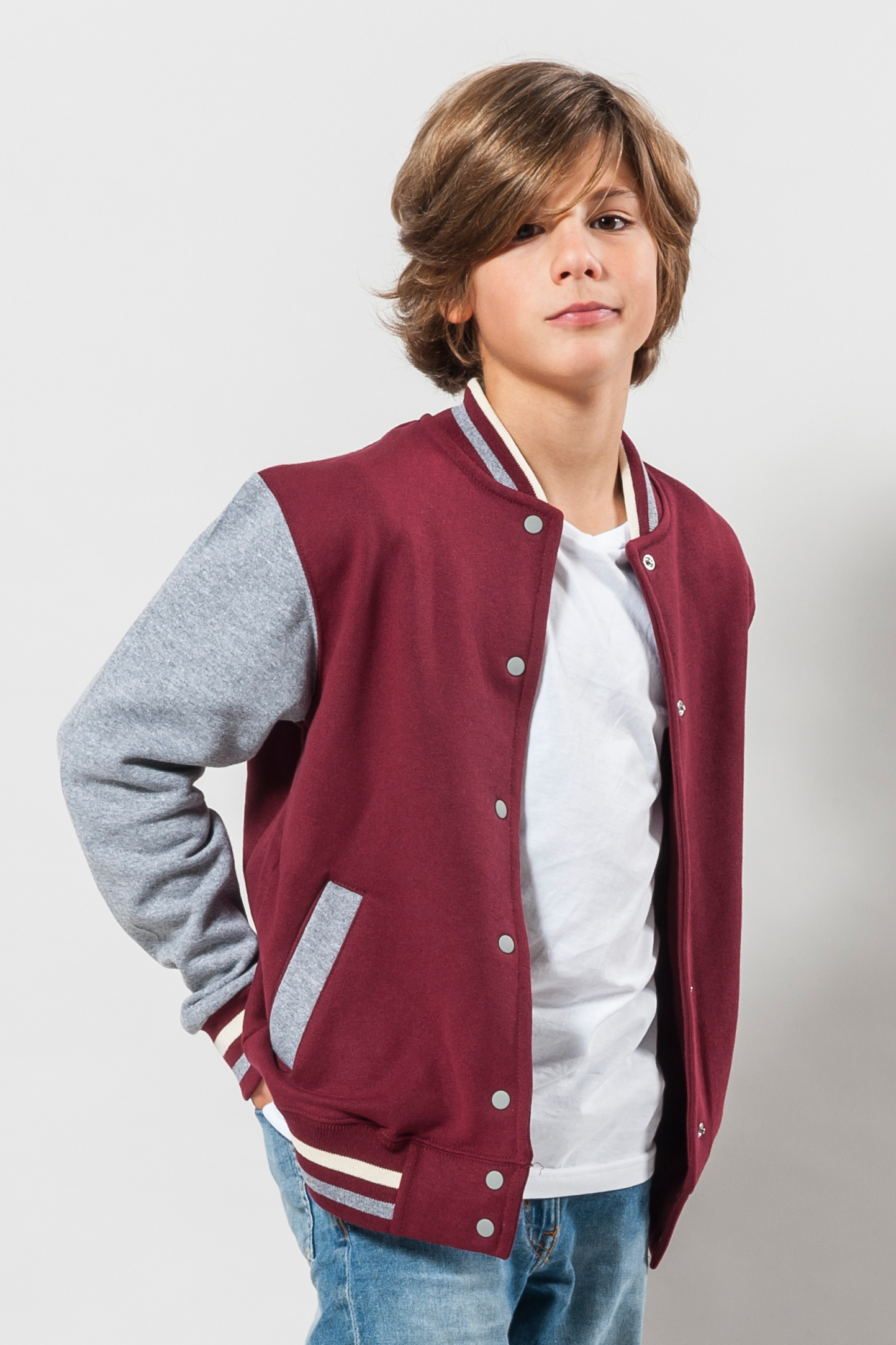 Chaqueta/sudadera infantil estilo Bicol.70/30% algodón/polímero. 300% azul/gris. Talla S (5/6 años).