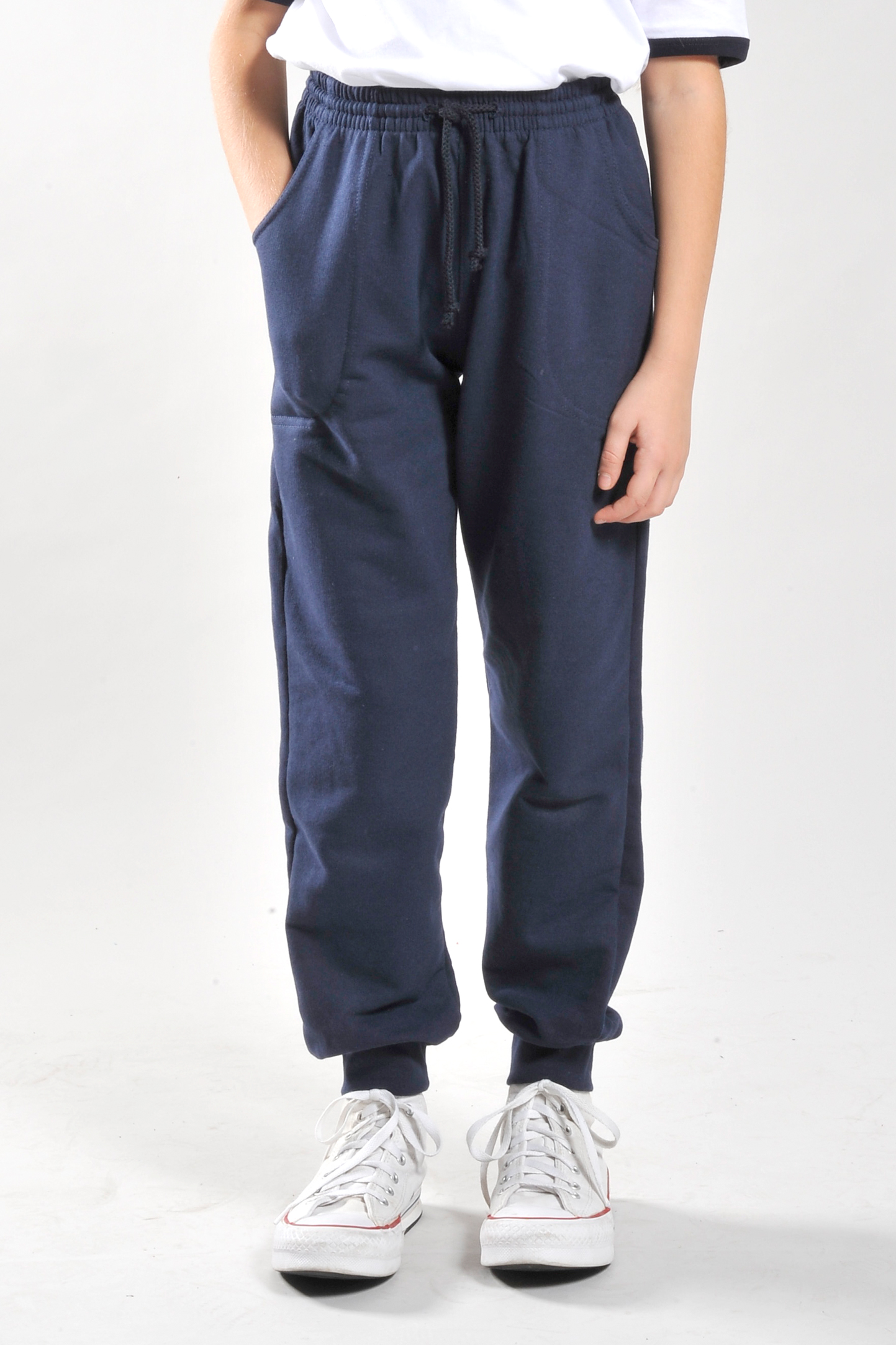 Pantalones infantiles de felpa francesa 100% algodón 240 gr Azul XS