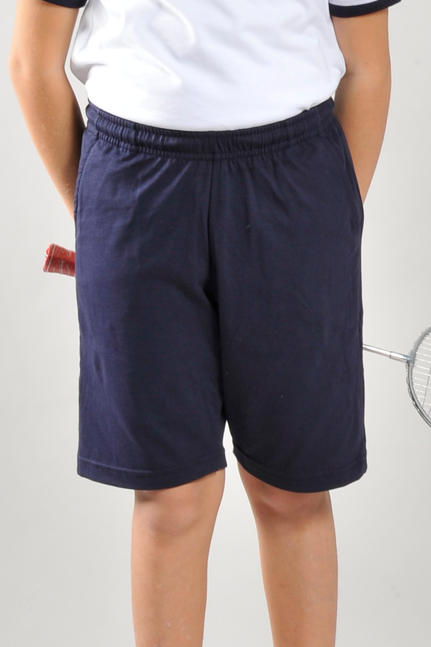 Pantalones cortos de punto Pony para niños, 100% algodón, 170 g, gris jaspeado claro, talla XXS 1/2 años.