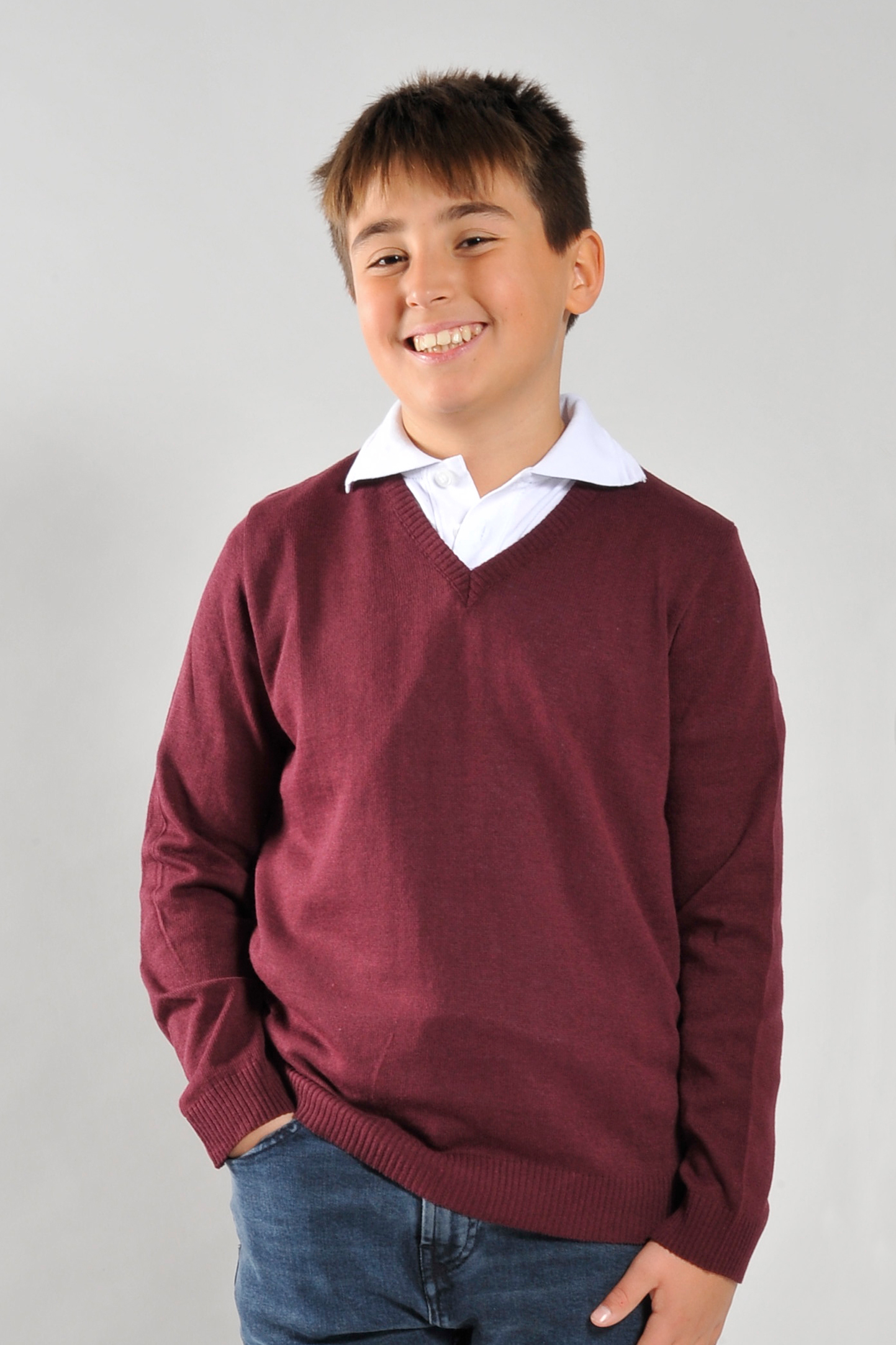 Jersey infantil C/V 100% algodón reciclado Burdeos Talla S