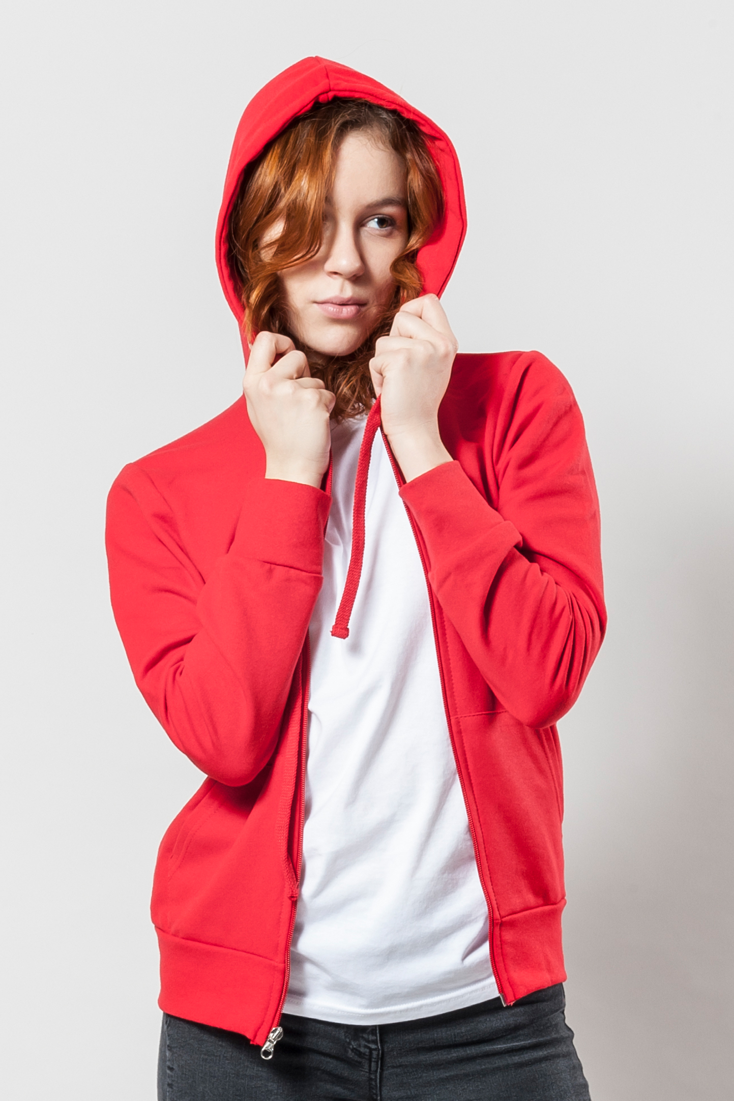 Sudadera con capucha y cremallera para mujer, 70 % algodón/30 % poliéster, 240 g, color negro, talla S