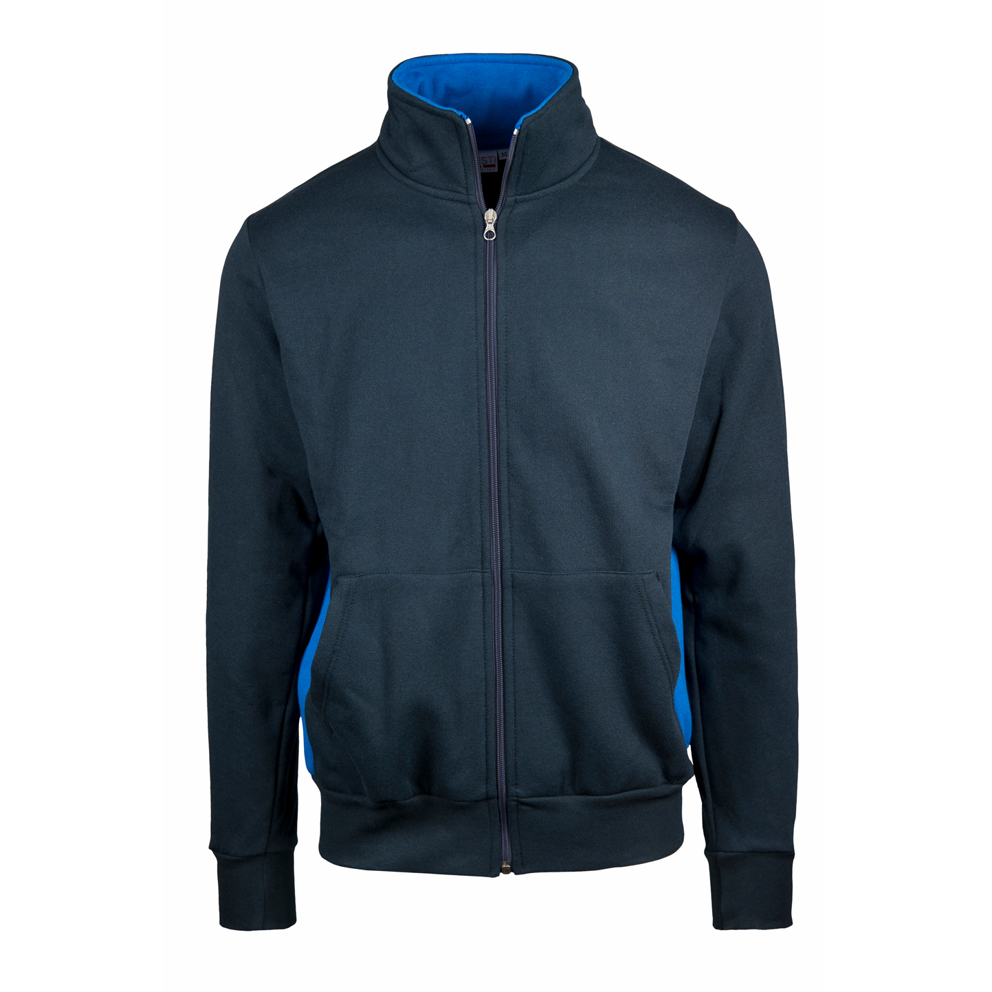 Sudadera con cremallera larga, contraste, 70/30% algodón/poliéster, 280 g, azul/azul marino, Sport S - 1827 - Azul/Azul Real Deportivo S