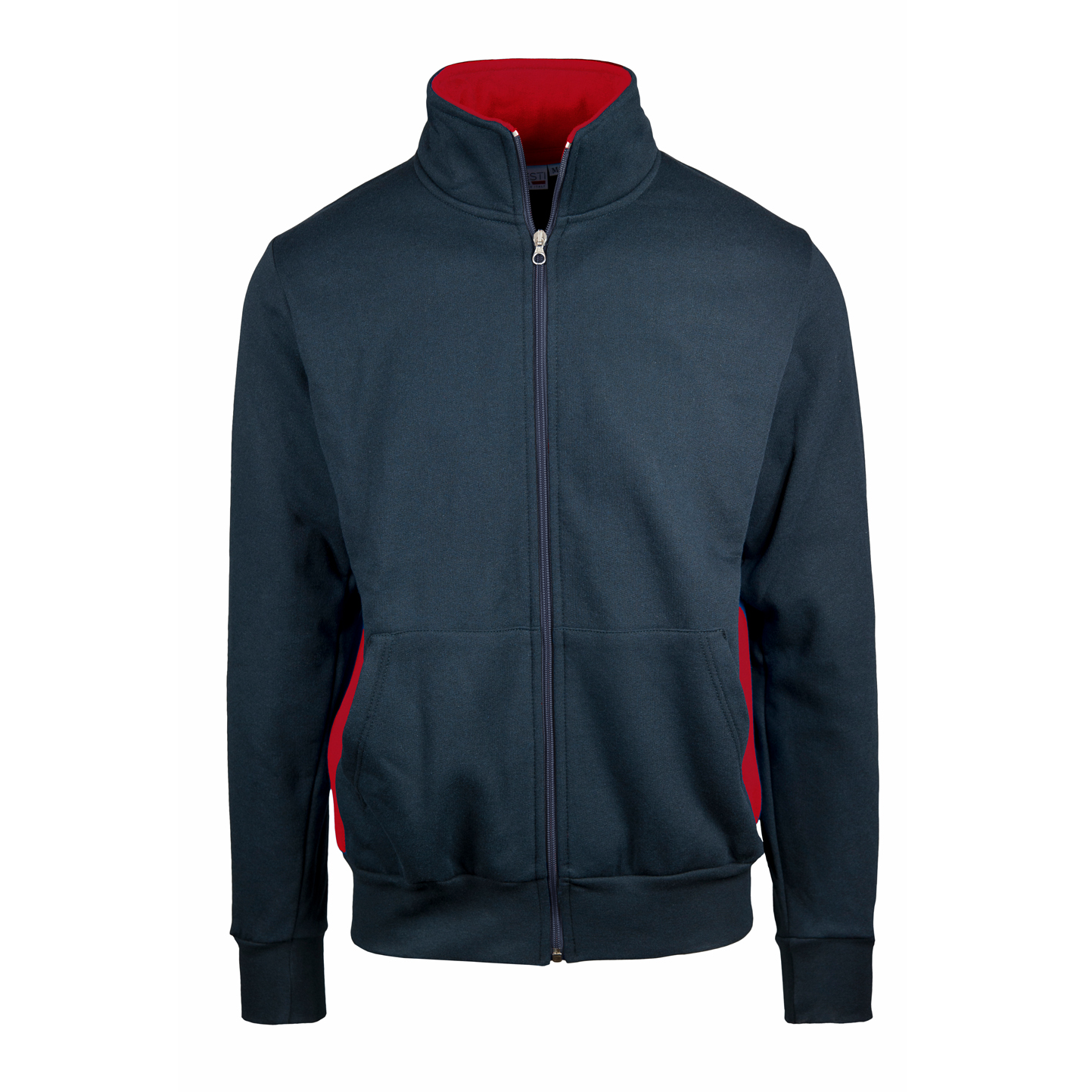 Sudadera con cremallera larga, contraste, 70/30% algodón/poliéster, 280 g, azul/azul marino, Sport S - 1828 - Azul/Rojo S