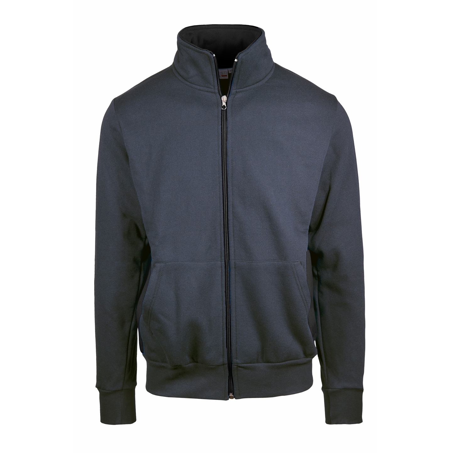 Sudadera con cremallera larga, contraste, 70/30% algodón/poliéster, 280 g, azul/azul marino, Sport S - 2212 - Plomo/Negro S