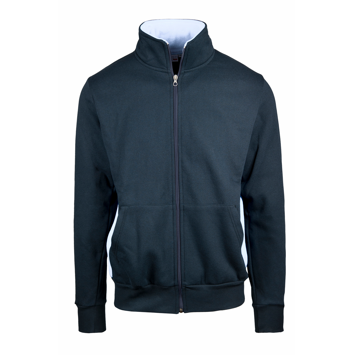 Sudadera con cremallera larga, contraste, 70/30% algodón/poliéster, 280 g, azul/azul marino, Sport S - 1899 - Azul/Blanco XS