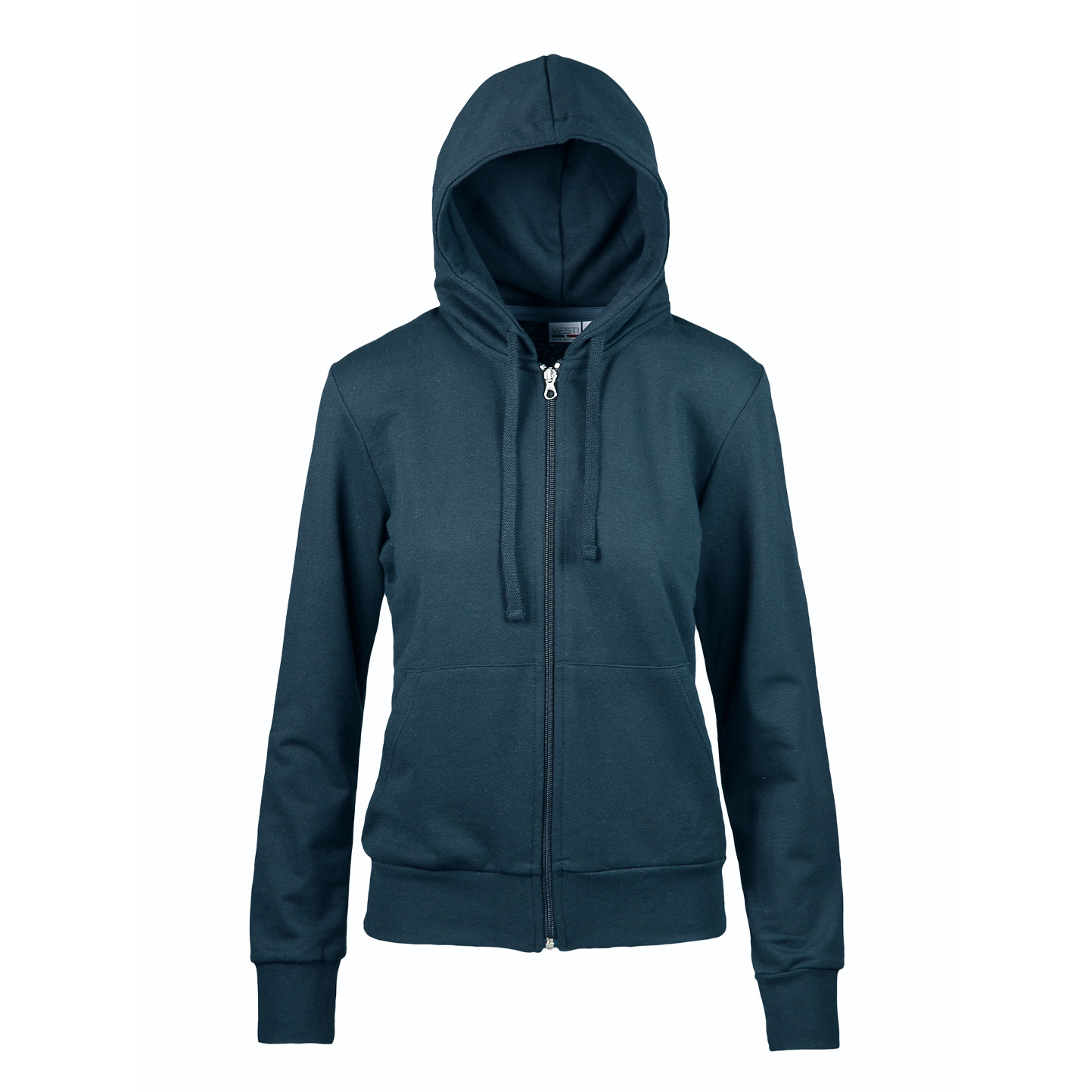 Sudadera con capucha y cremallera para mujer, 70 % algodón/30 % poliéster, 280 g/m², color negro, talla S - Azul