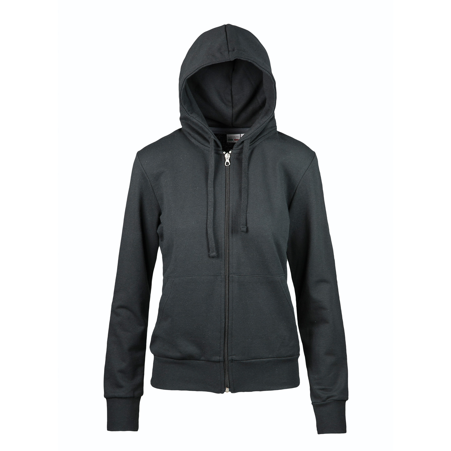 Sudadera con capucha y cremallera para mujer, 70 % algodón/30 % poliéster, 280 g/m², color negro, talla S - Negro
