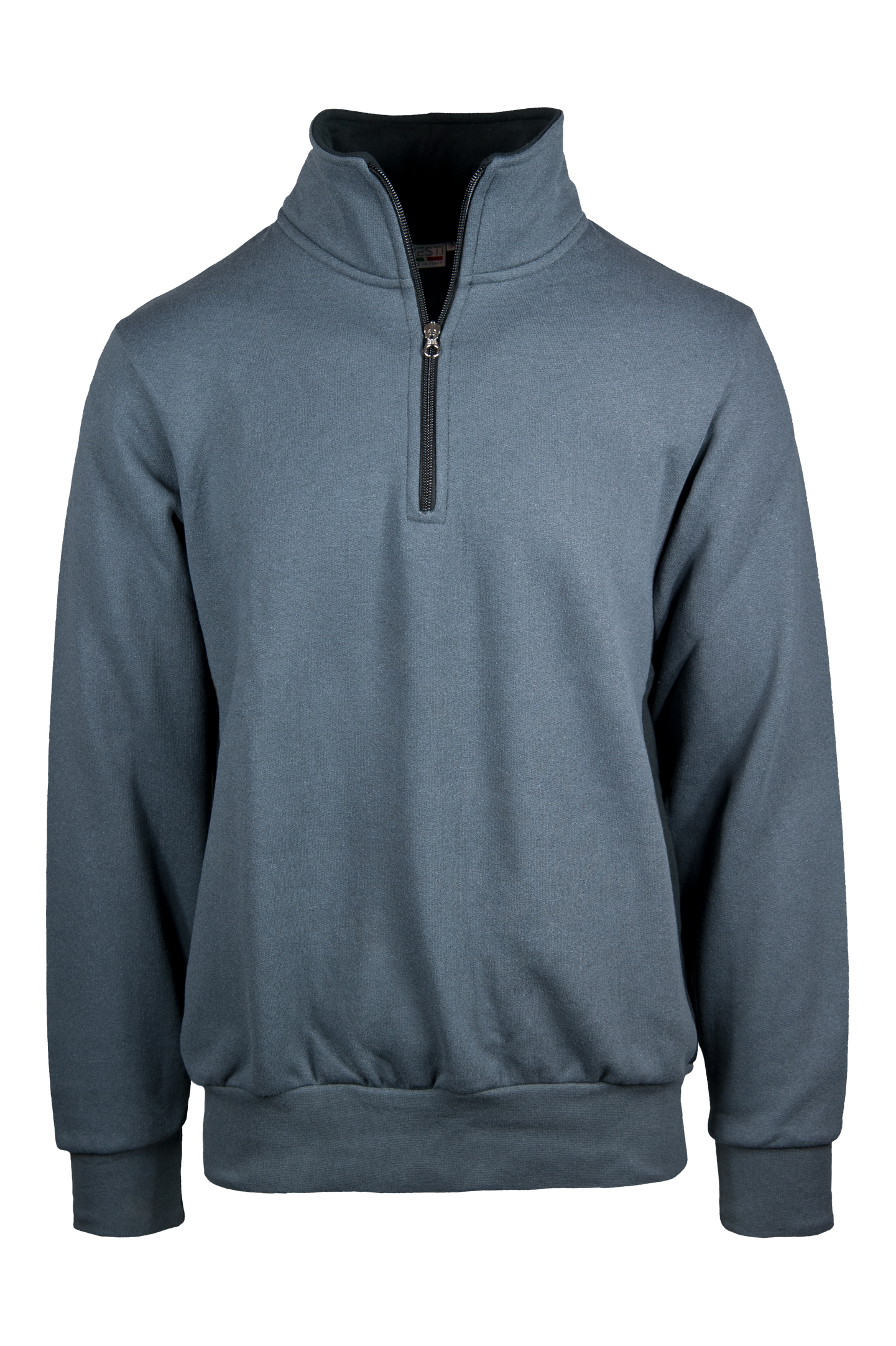Sudadera con cuello con cremallera en contraste, 70 % algodón/30 % poliéster, 280 g/m², azul/azul marino, Sport S - 2212 - Plomo/Negro S