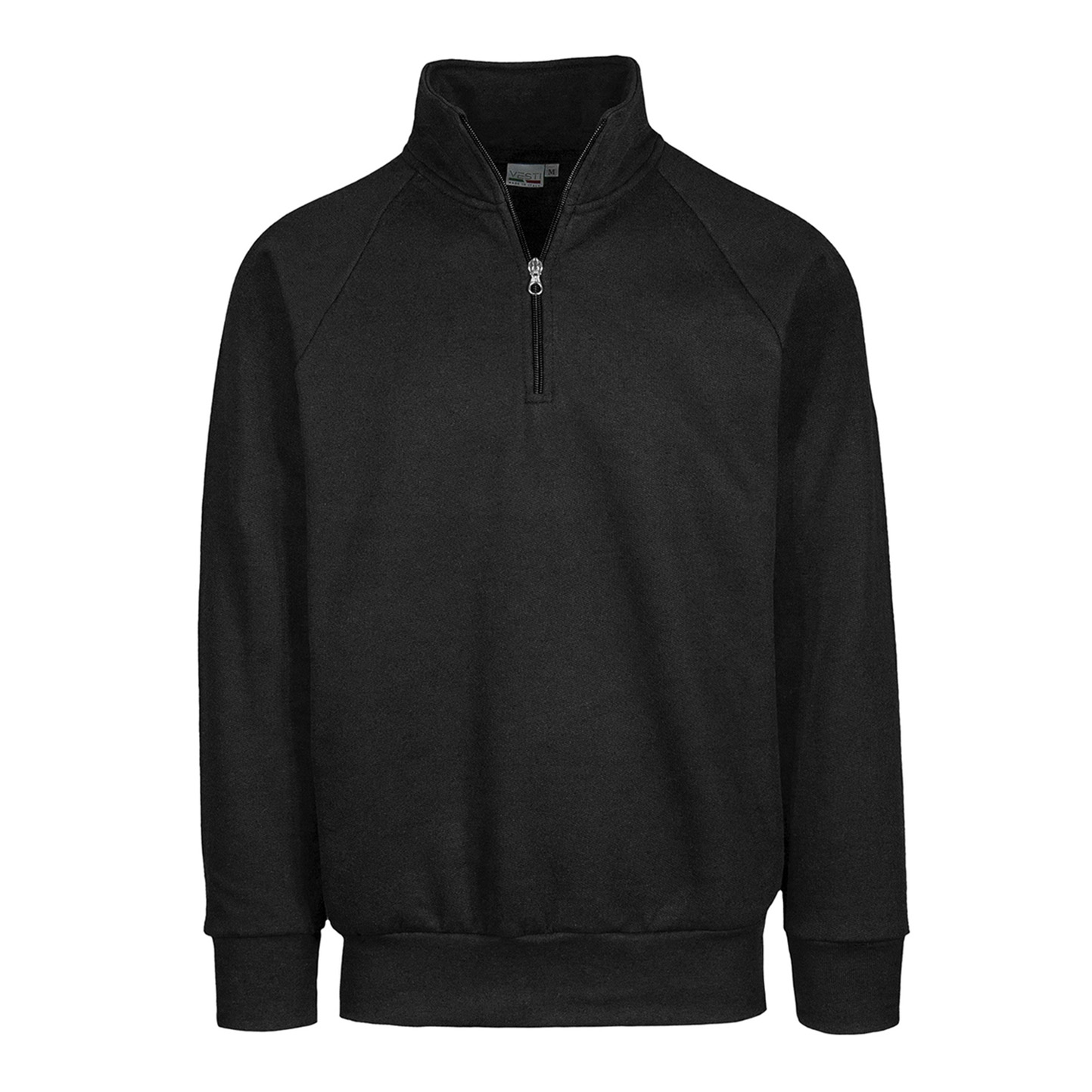 Sudadera ECO con cremallera en el cuello, 50 % algodón/50 % poliéster, 280 g/m², color negro, talla XS. - 12E - Negro ECO XS