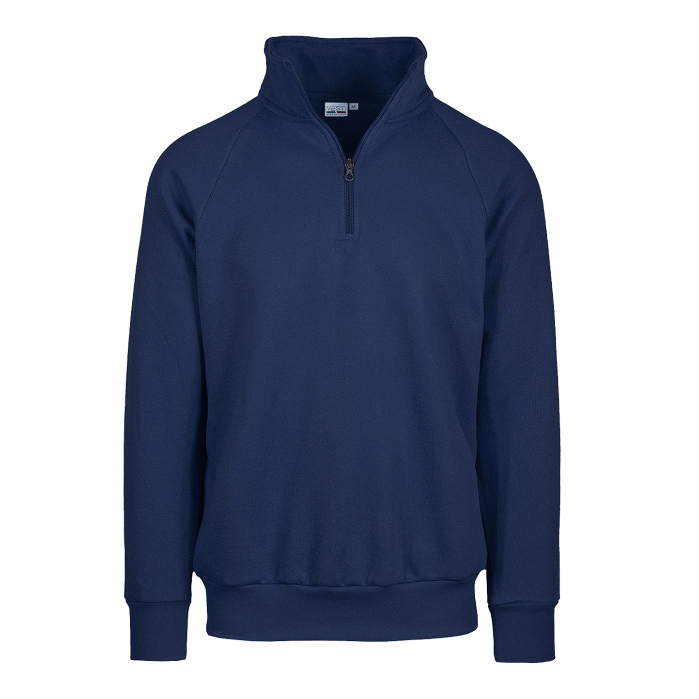 Sudadera ECO con cremallera en el cuello, 50 % algodón/50 % poliéster, 280 g/m², color negro, talla XS. - 18E - Azul ECO XS