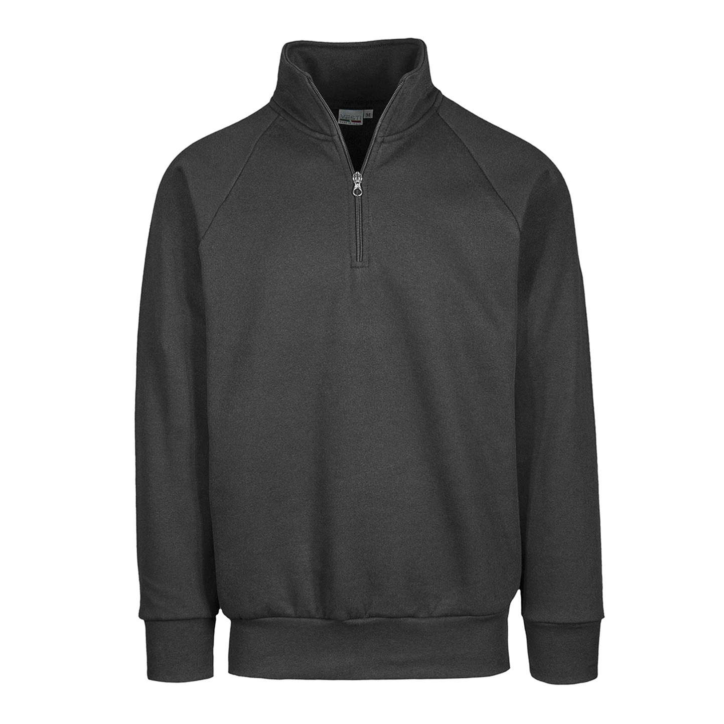 Sudadera ECO con cremallera en el cuello, 50 % algodón/50 % poliéster, 280 g/m², color negro, talla XS. - 22E - Cable ECO XS