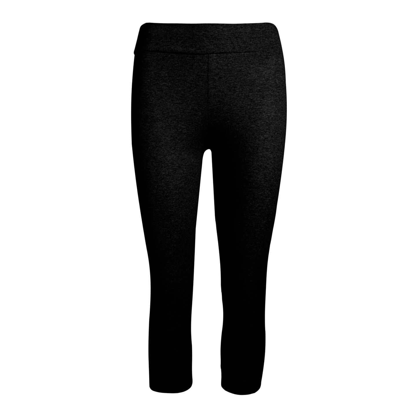 Leggings cortos para mujer, 90% algodón/10% elastano, 210 gr/m, gris jaspeado, talla S - 12 - Negro