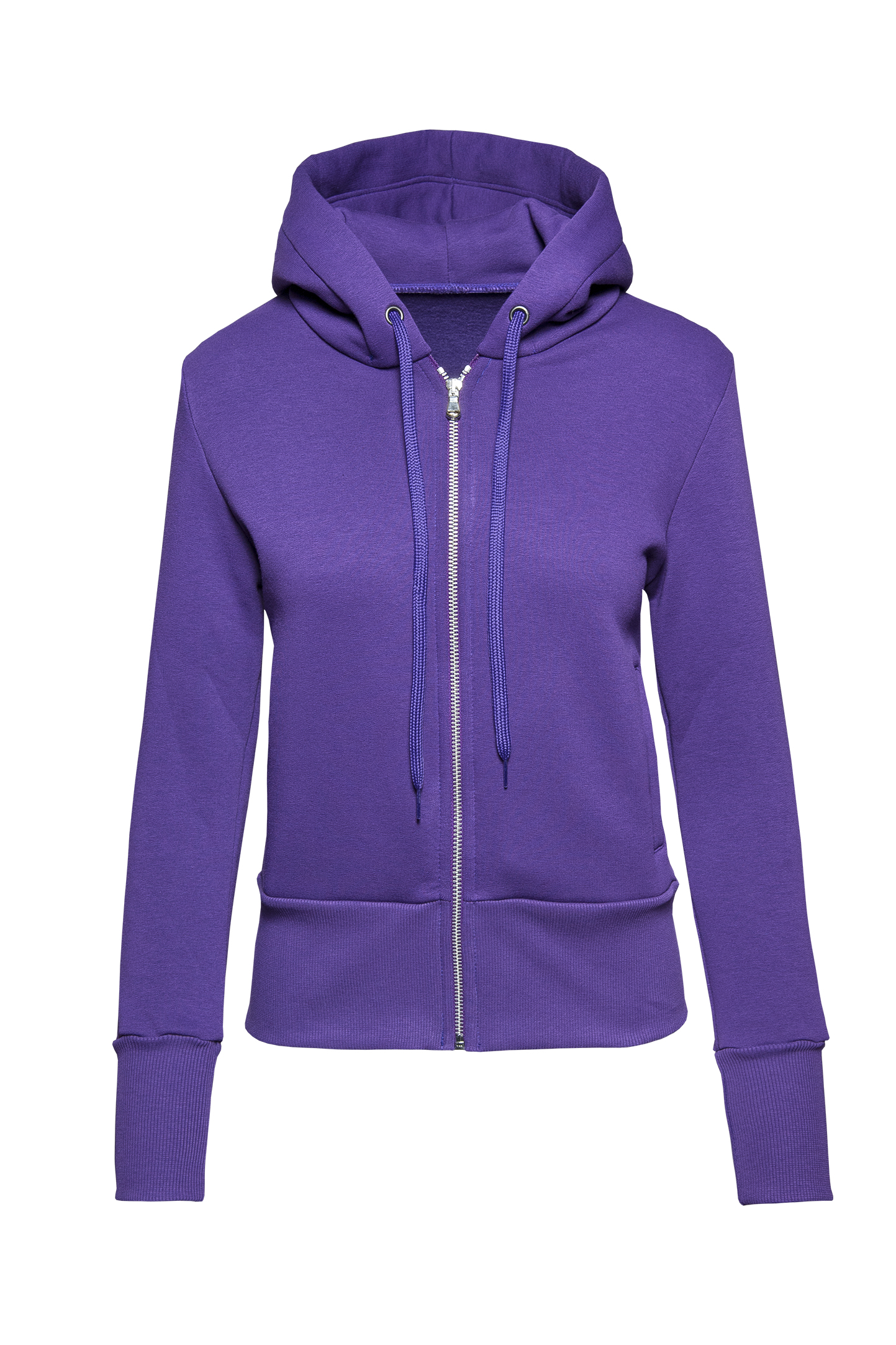 Sudadera con capucha y cremallera para mujer, suave, 75 % algodón/25 % poliéster, 320 g/m², negra, talla XS - Morado XS