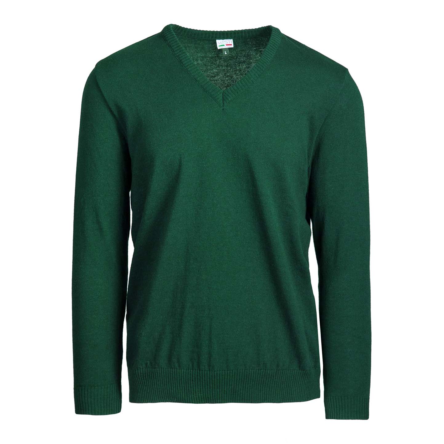 Jersey C/V 100% algodón regenerado Burdeos XS - 55G - Verde intenso