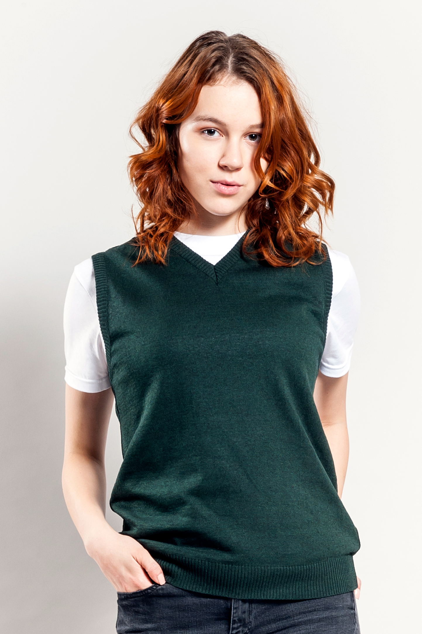 Chaleco tipo jersey C/V 100% algodón reciclado Burdeos XS