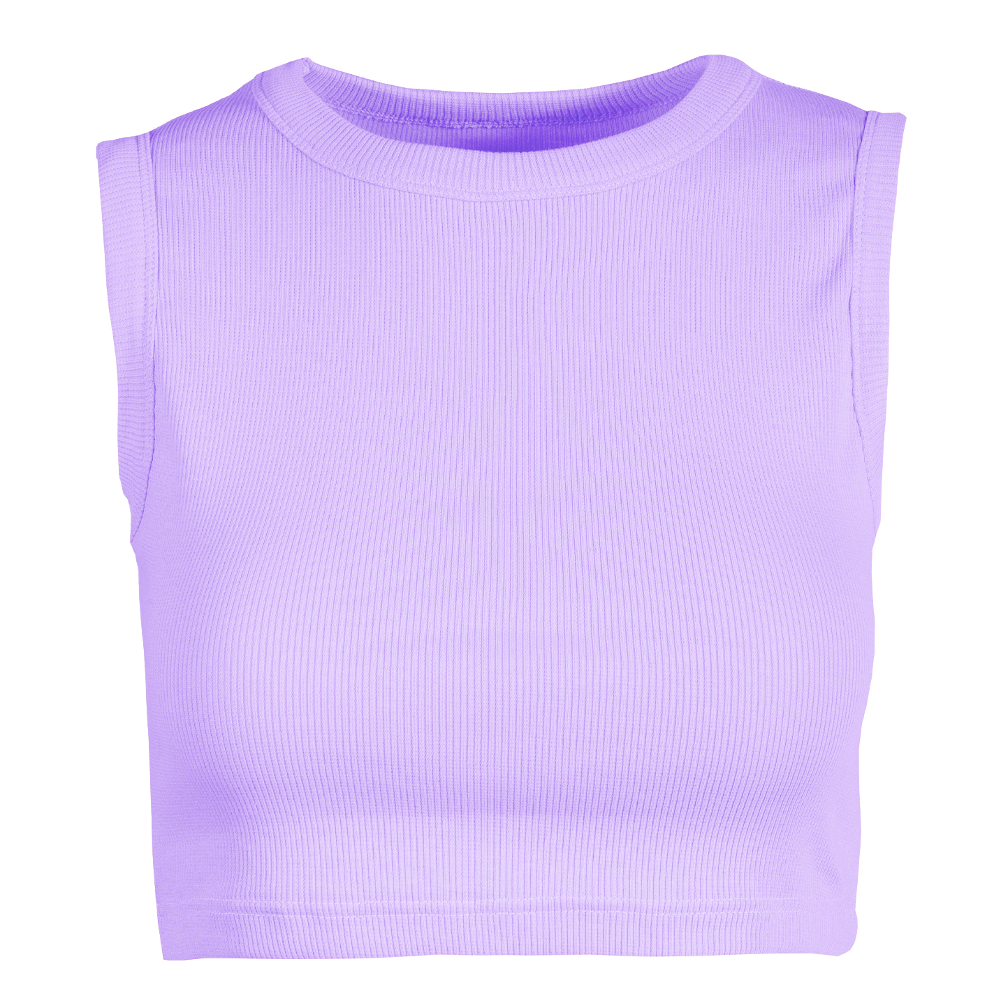 Camiseta corta de tirantes para mujer en canalé elástico - LI - Lila XS