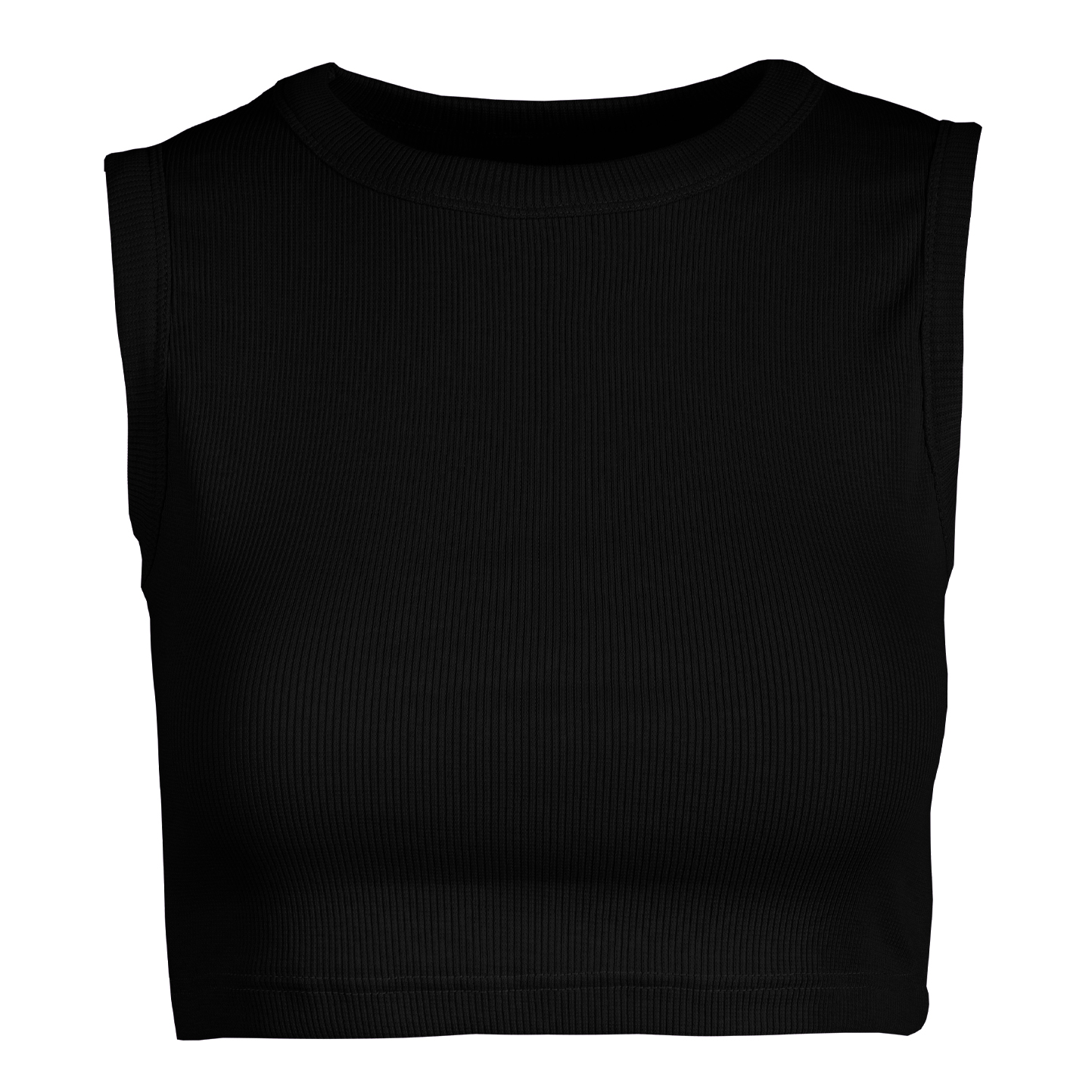 Camiseta corta de tirantes para mujer en canalé elástico - 12 - Negro