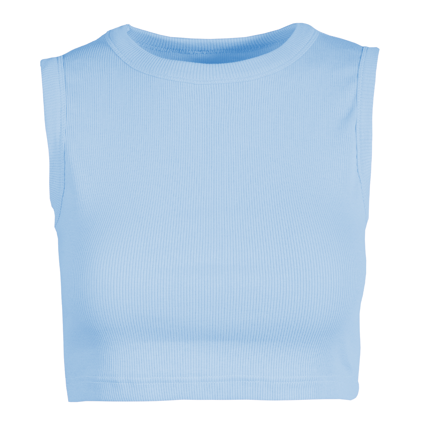 Camiseta corta de tirantes para mujer en canalé elástico - 31 - Celeste