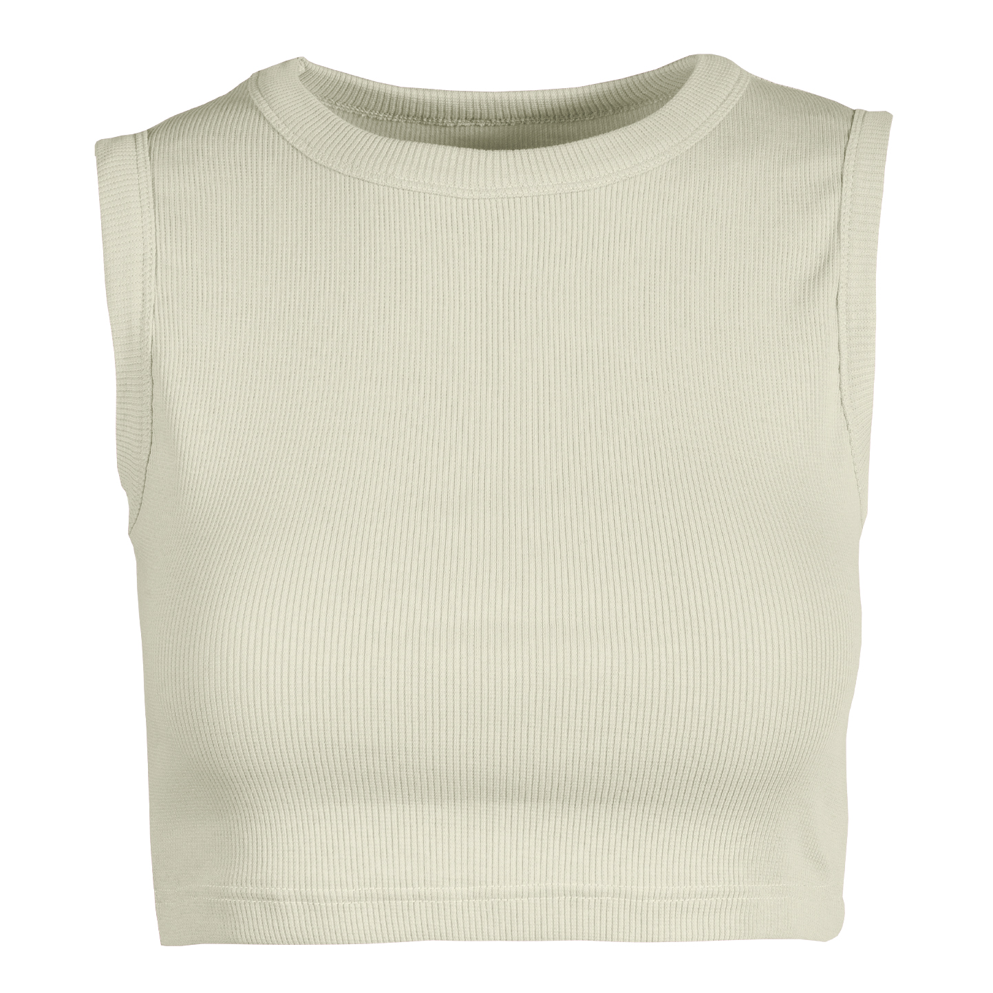 Camiseta corta de tirantes para mujer en canalé elástico - 38 - Crema XS NUEVO