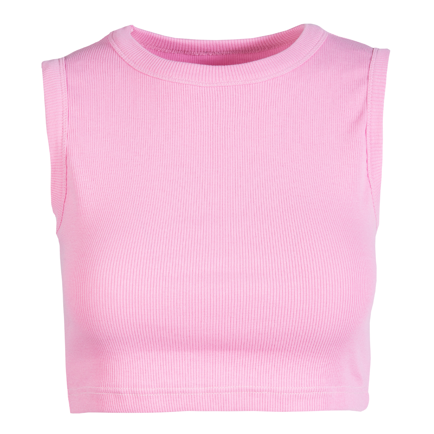 Camiseta corta de tirantes para mujer en canalé elástico - RL - Burbuja rosa