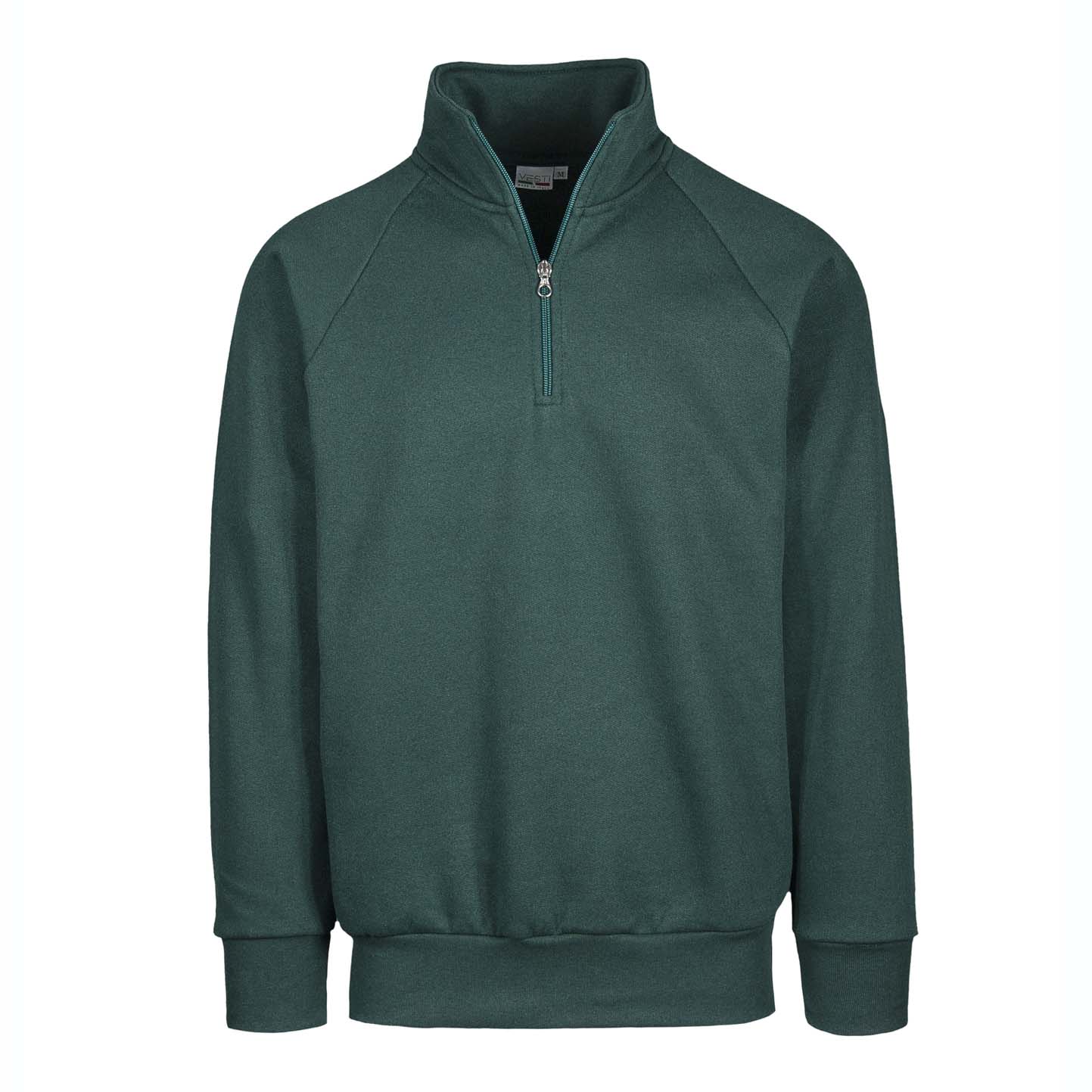 Sudadera unisex con cremallera en el cuello, 70 % algodón/30 % poliéster, 280 g/m², color negro, talla XS. - 55 - Verde botella XS