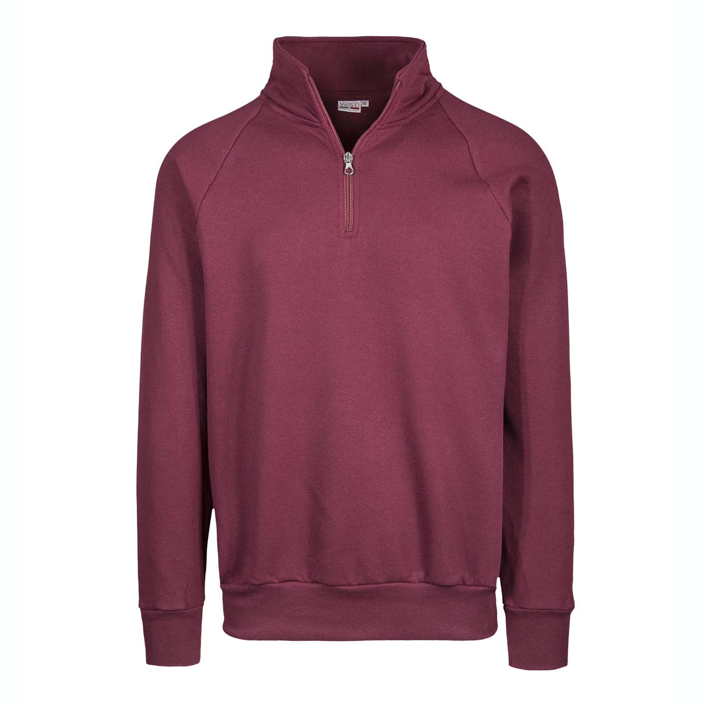 Sudadera unisex con cremallera en el cuello, 70 % algodón/30 % poliéster, 280 g/m², color negro, talla XS. - 48 - Burdeos Sport XXS 1/2 años