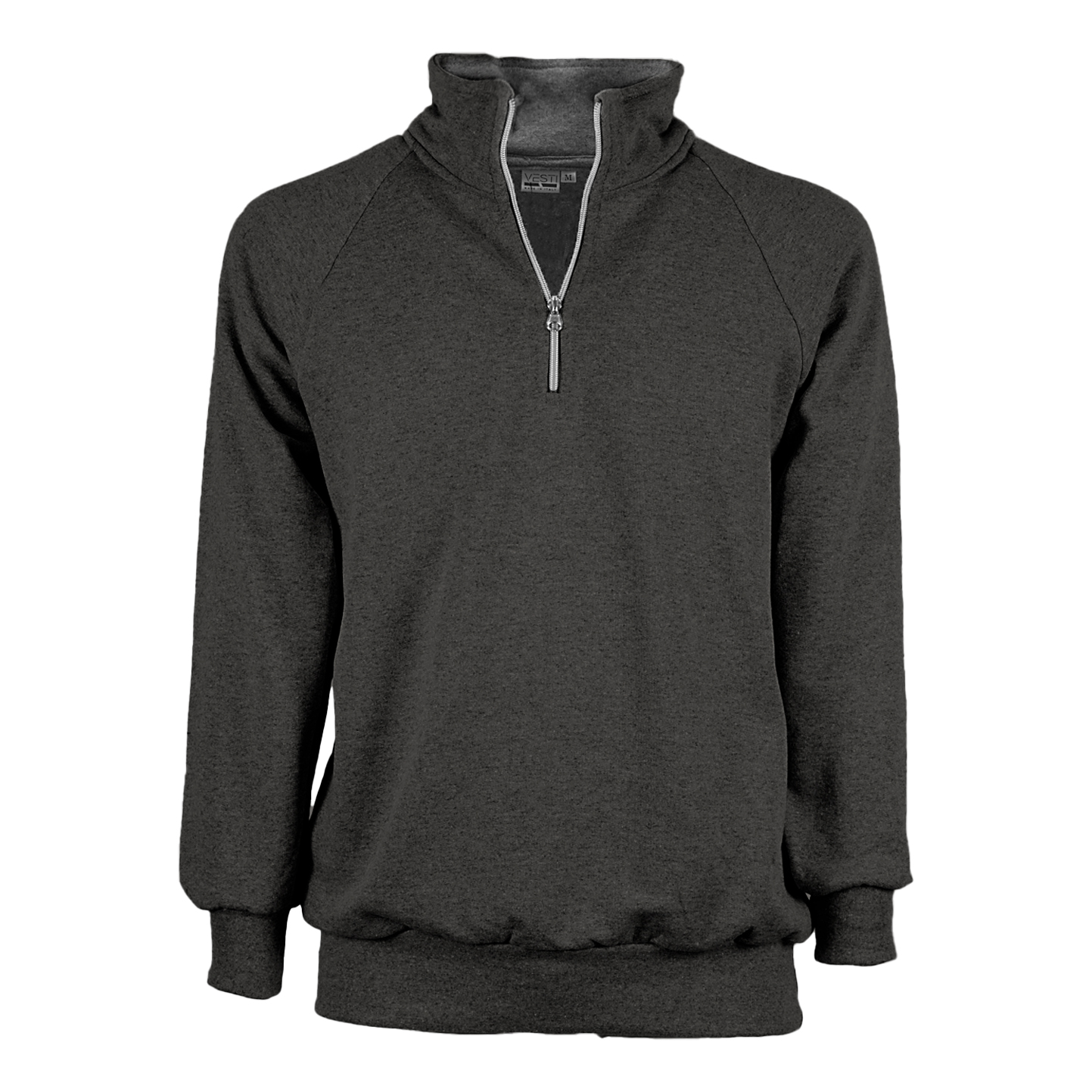 Sudadera unisex con cremallera en el cuello, 70 % algodón/30 % poliéster, 280 g/m², color negro, talla XS. - 6MA - Melange antracita XS