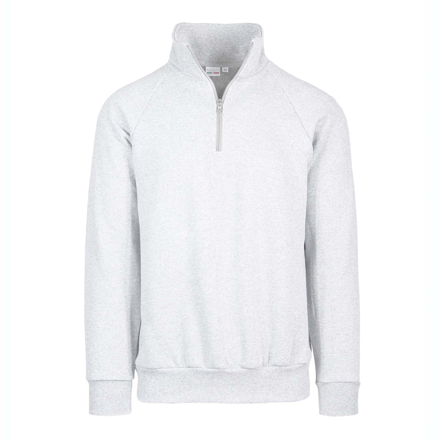 Sudadera unisex con cremallera en el cuello, 70 % algodón/30 % poliéster, 280 g/m², color negro, talla XS. - 99 - Blanco XS