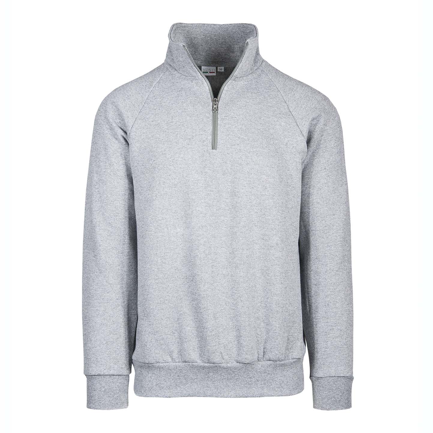Sudadera unisex con cremallera en el cuello, 70 % algodón/30 % poliéster, 280 g/m², color negro, talla XS. - 75 - Ceniza