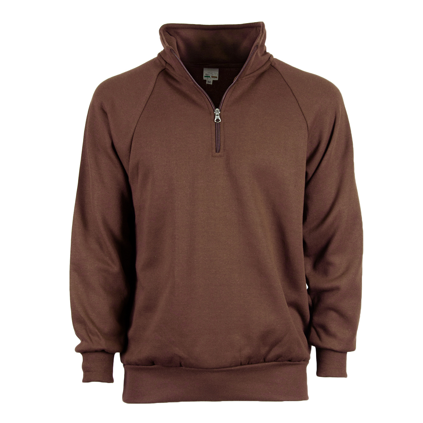 Sudadera unisex con cremallera en el cuello, 70 % algodón/30 % poliéster, 280 g/m², color negro, talla XS. - 50 - Marrón XS