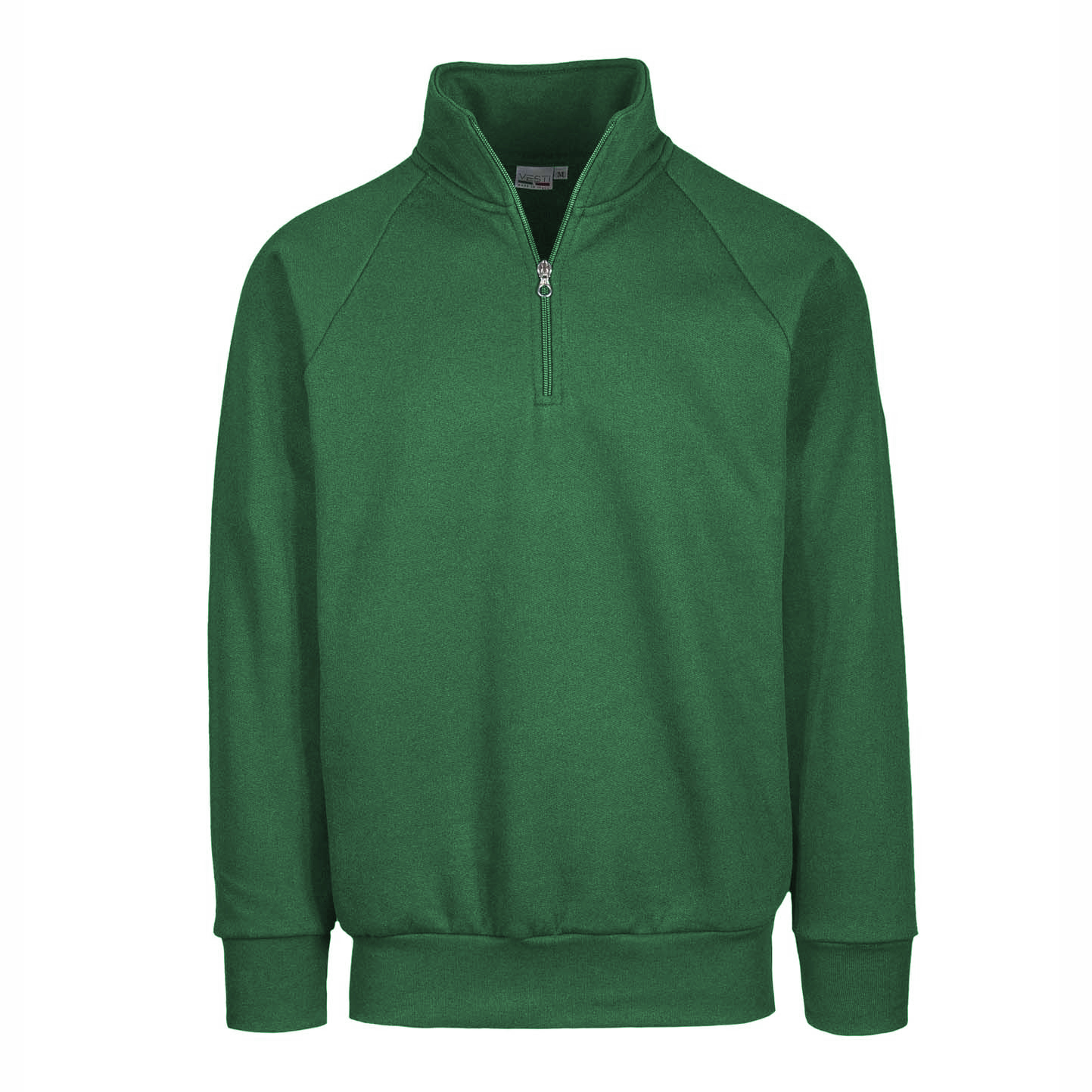 Sudadera unisex con cremallera en el cuello, 70 % algodón/30 % poliéster, 280 g/m², color negro, talla XS. - 88 - Prado verde XS