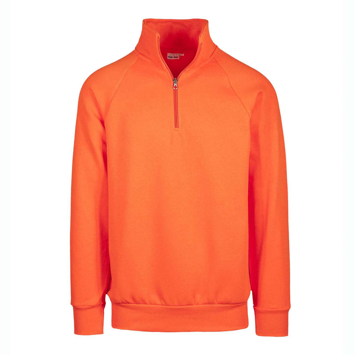 Sudadera unisex con cremallera en el cuello, 70 % algodón/30 % poliéster, 280 g/m², color negro, talla XS. - AR - Naranja Sport XS