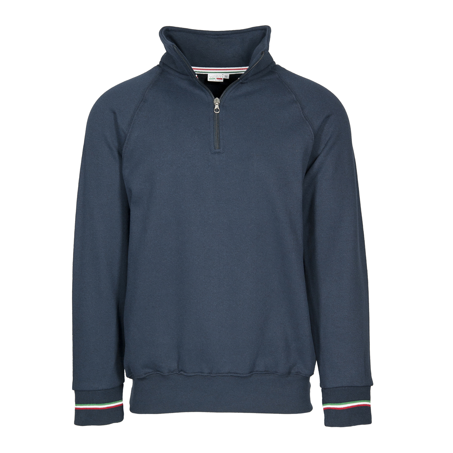 Sudadera italiana con cremallera en el cuello, 50 % algodón/50 % poliéster, 280 g/m², color negro, ECO XS - 18E - Azul ECO XS