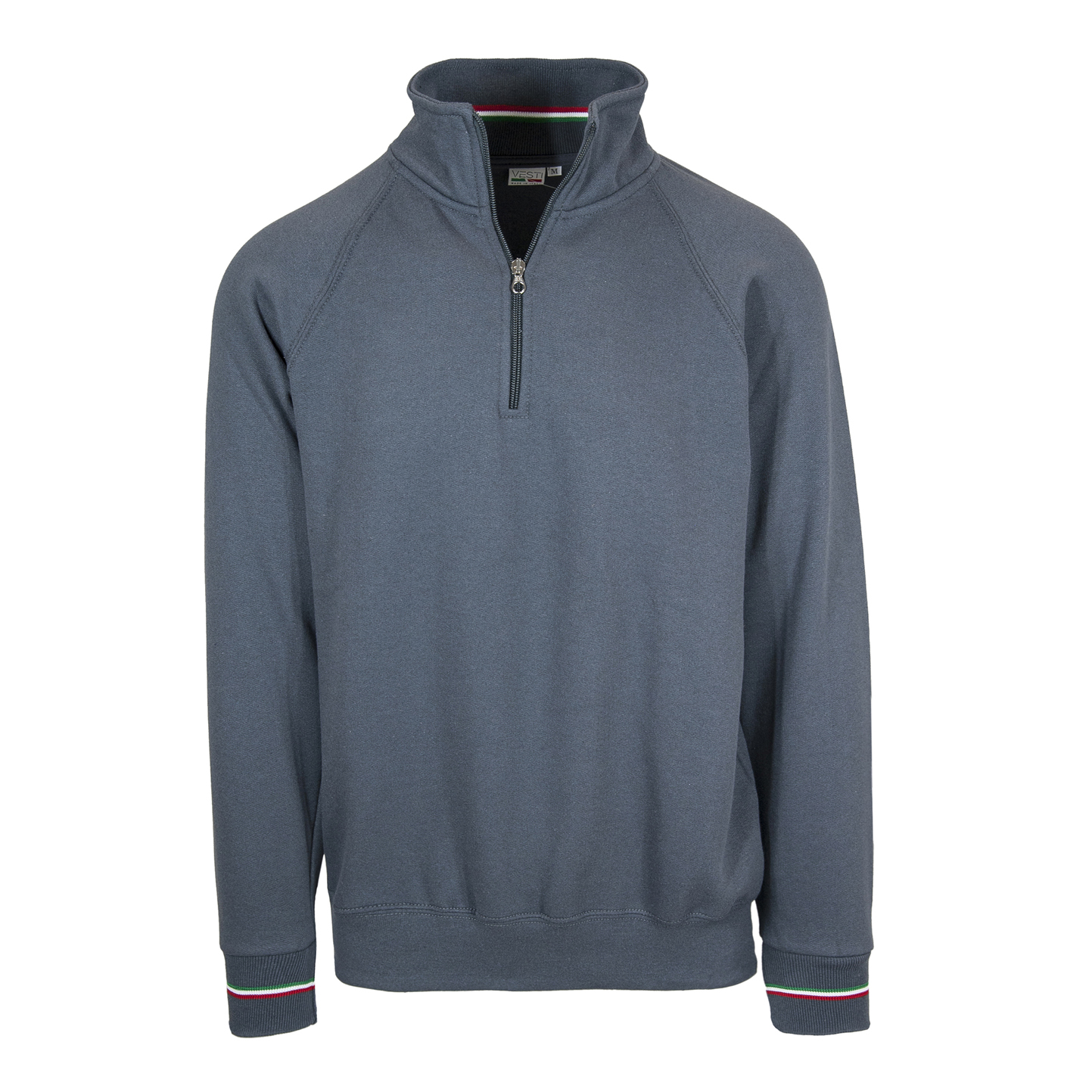 Sudadera italiana con cremallera en el cuello, 50 % algodón/50 % poliéster, 280 g/m², color negro, ECO XS - 22E - Cable ECO XS