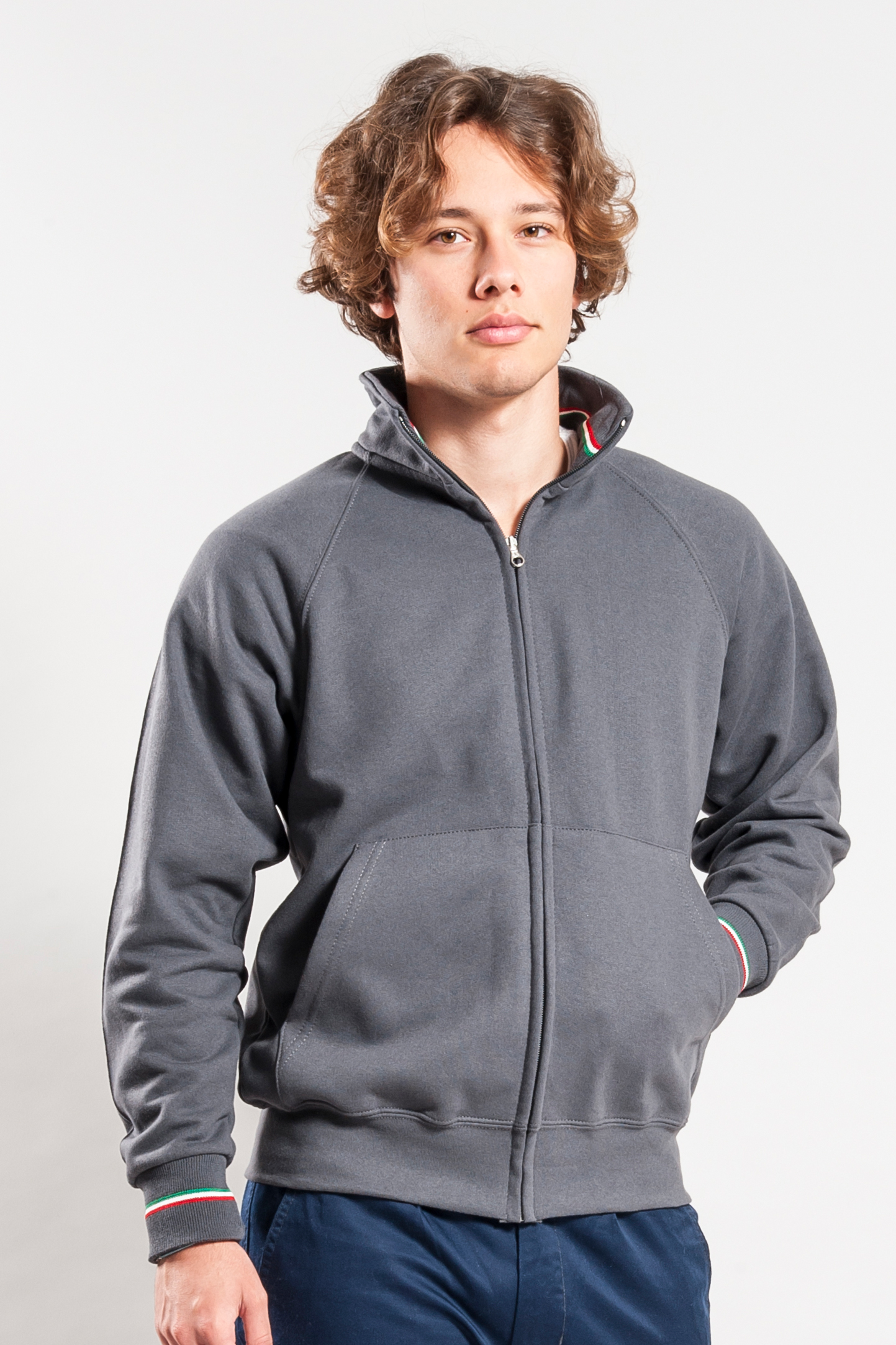 Chaqueta Tricol. Sudadera larga con cremallera 50/50% algodón/poliéster 280 g Negro ECO XS