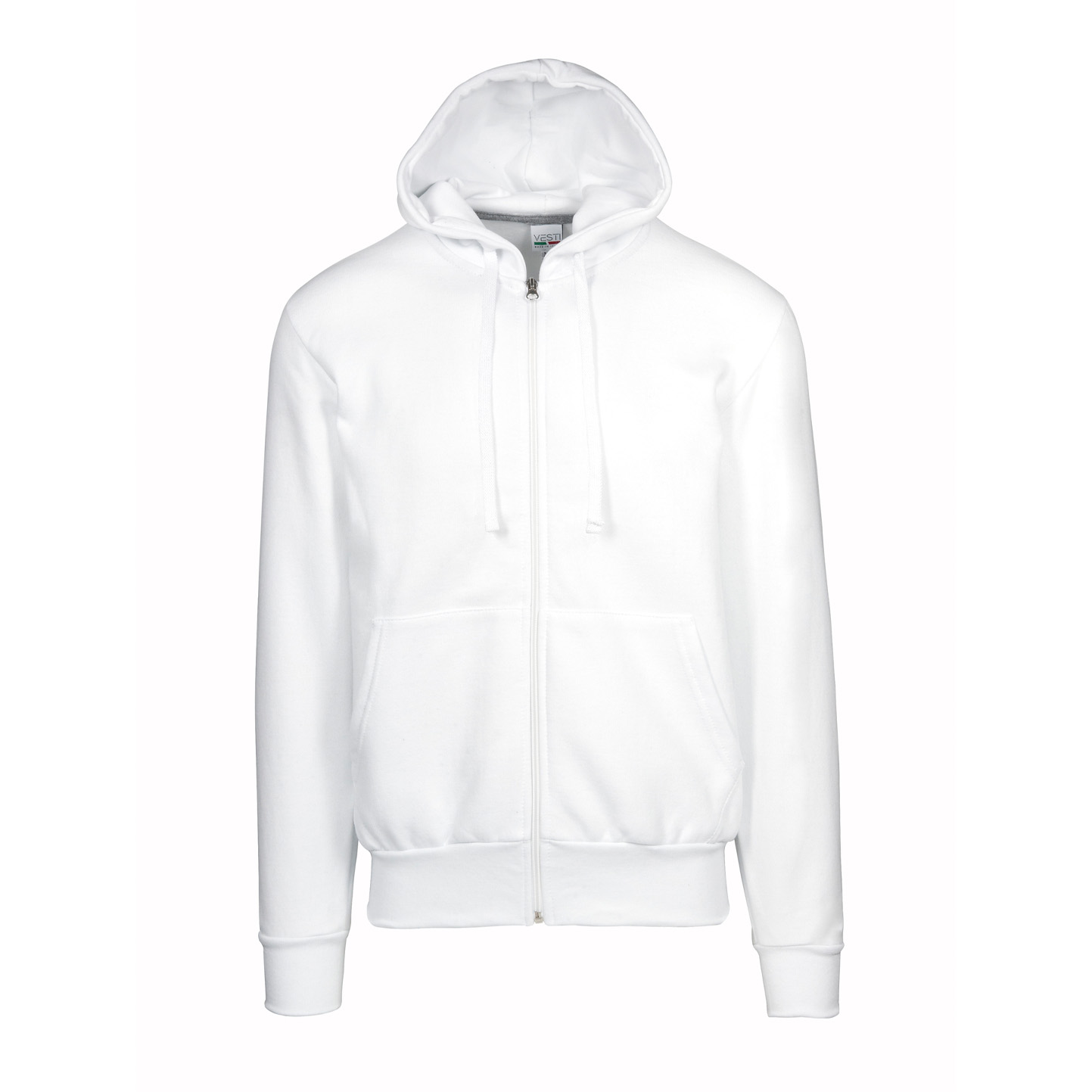 Sudadera con cremallera y capucha, 70 % algodón/30 % poliéster, 280 g/m², color negro, talla XS - 99 - Blanco XS