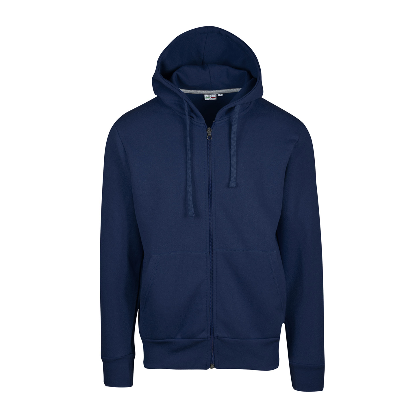 Sudadera con cremallera y capucha, 70 % algodón/30 % poliéster, 280 g/m², color negro, talla XS - 18 - Azul