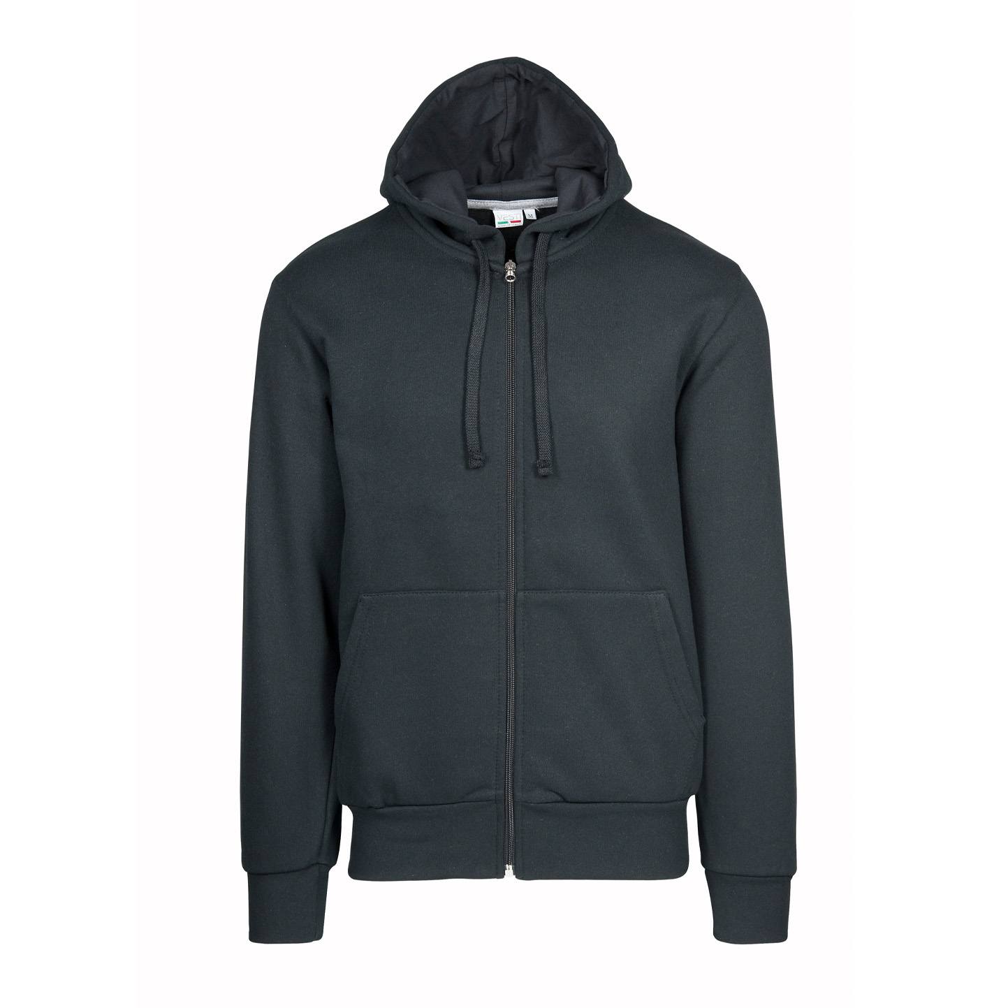 Sudadera con cremallera y capucha, 70 % algodón/30 % poliéster, 280 g/m², color negro, talla XS - 12 - Negro
