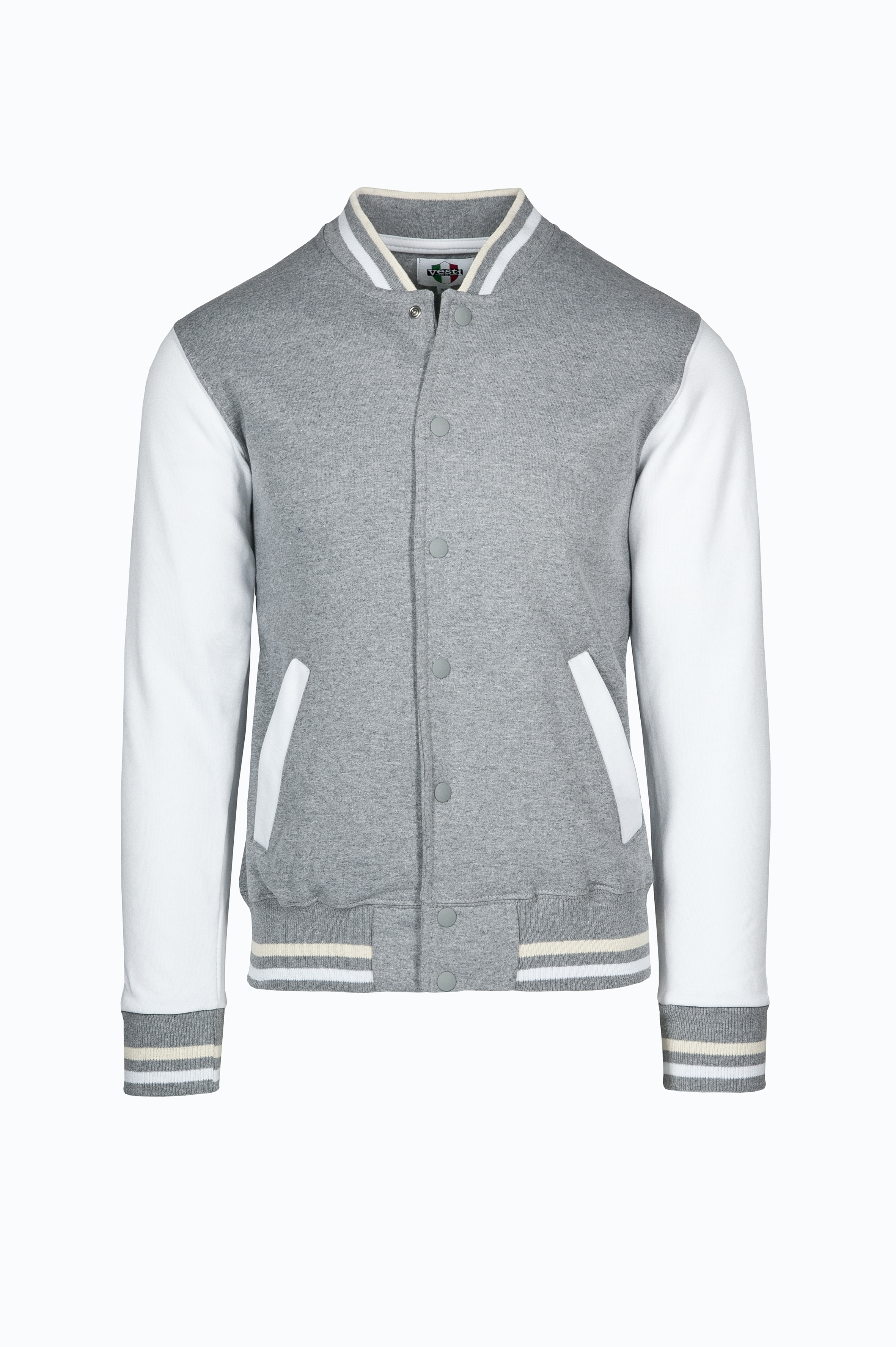 Chaqueta bomber bicolor 70/30% algodón/poliéster 300 gr/m2 Negro/Gris ceniza Talla S - 7599 - Ceniza/Blanco S 5/6 años