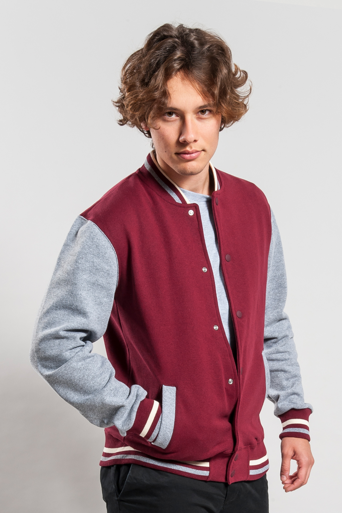 Chaqueta bomber bicolor 70/30% algodón/poliéster 300 gr/m2 Negro/Gris ceniza Talla S