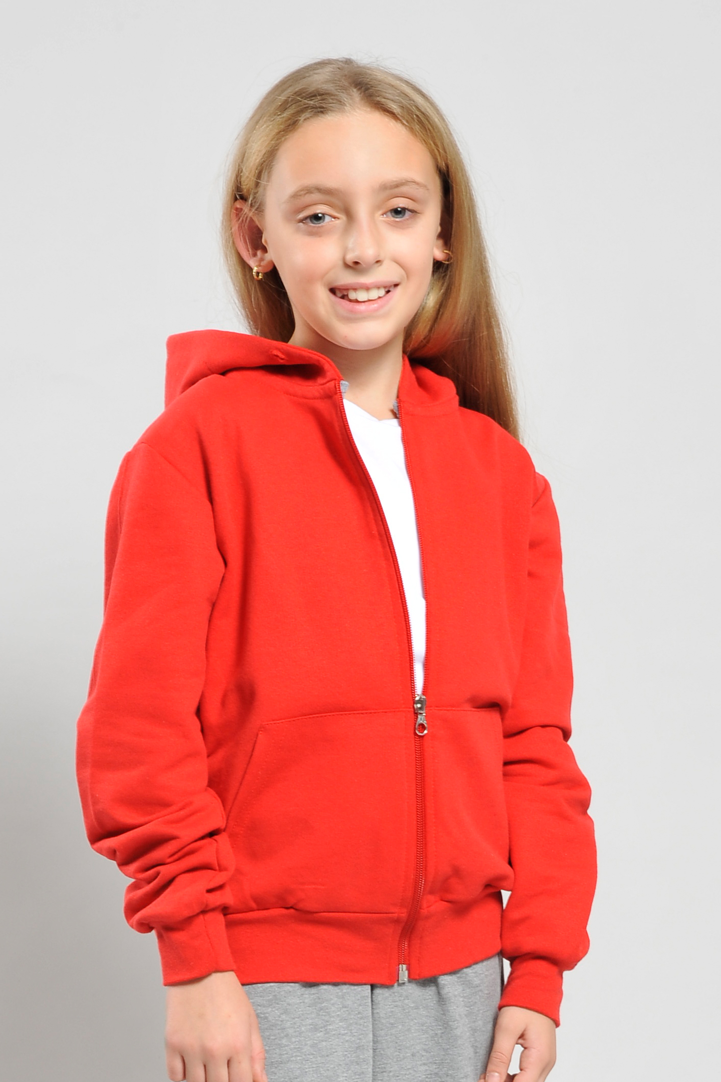 Sudadera infantil con cremallera, 70 % algodón/30 % poliéster, 240 g/m², color negro, talla XXS.