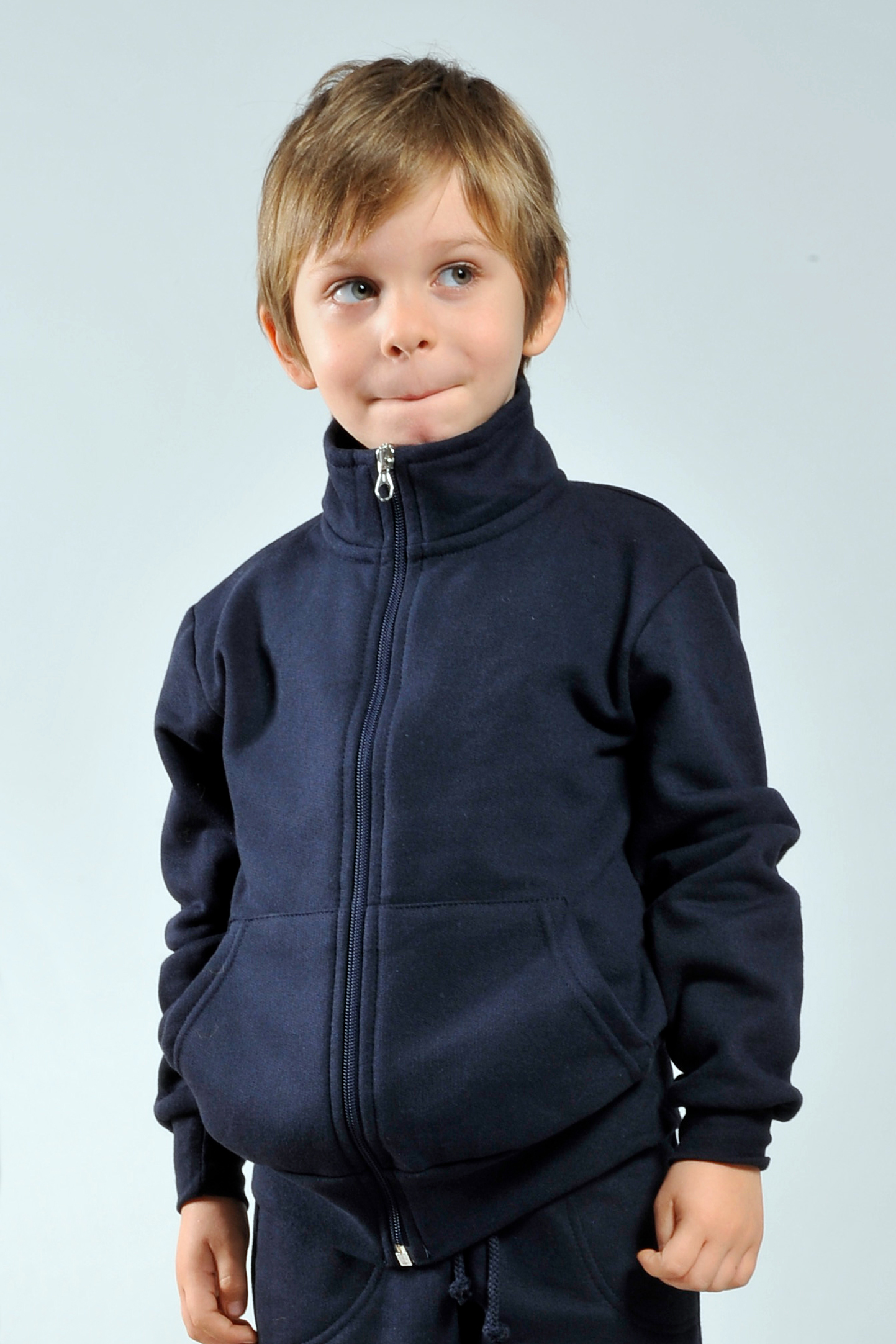 Chaqueta infantil tipo sudadera con cremallera frontal, 70 % algodón/30 % poliéster, 280 g, color negro, talla XXS 1/2 años.