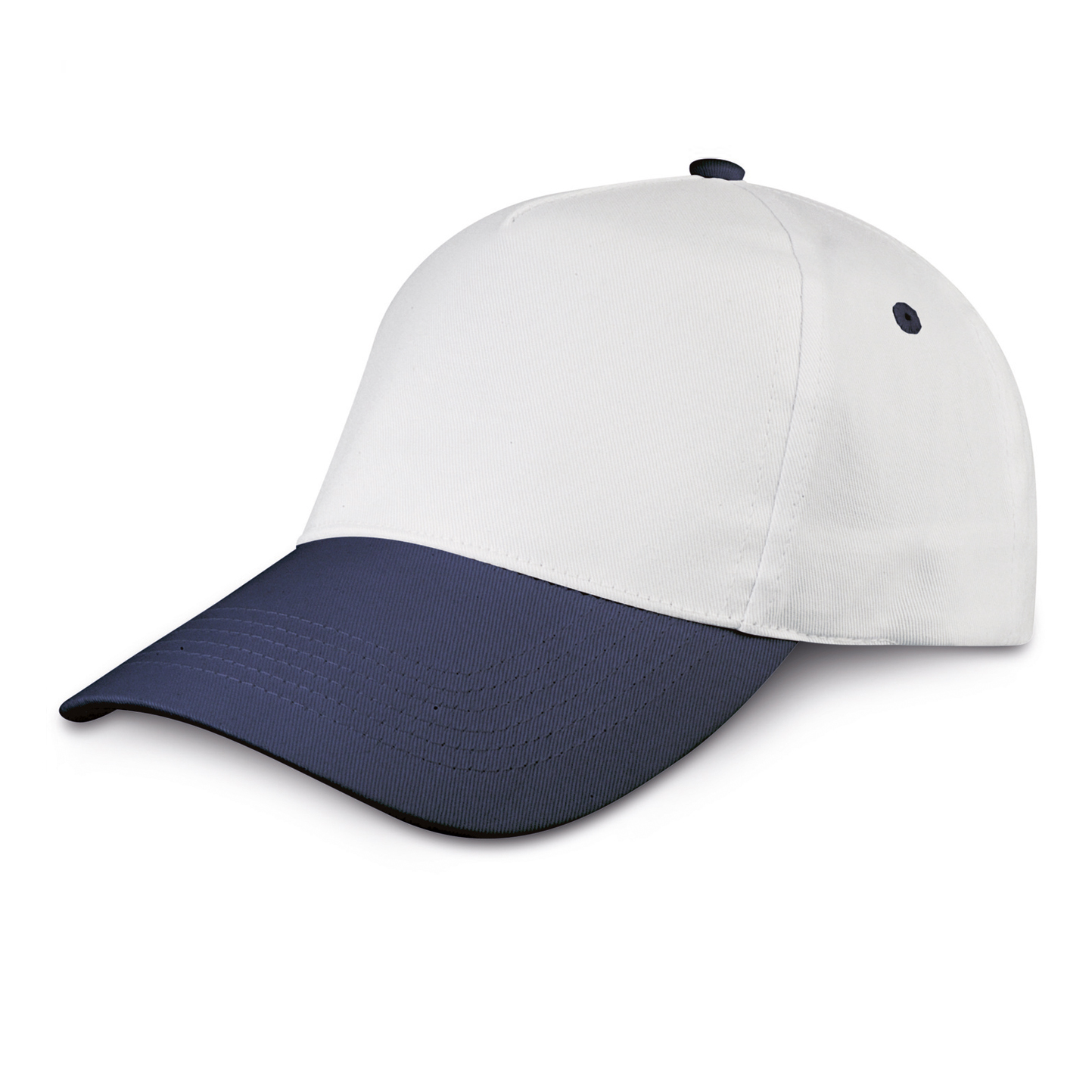 Gorra de béisbol de 5 paneles, 100% algodón, color azul celeste. - WHNY - Blanco/Azul marino