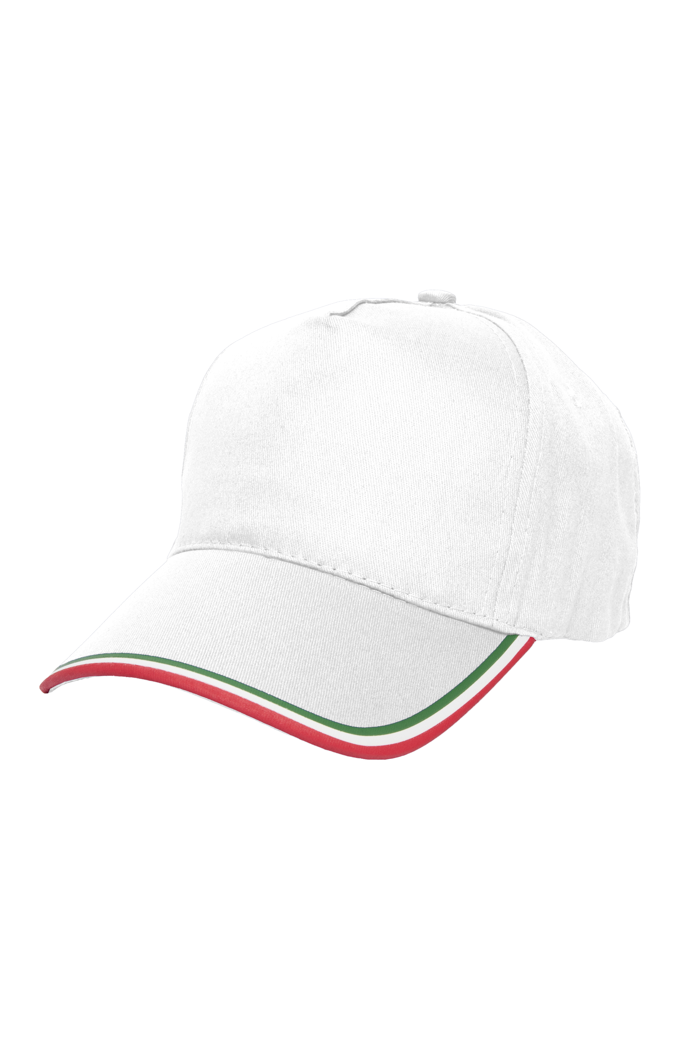 Gorra italiana de 5 paneles, 100% algodón, color azul marino. - WH - Blanco