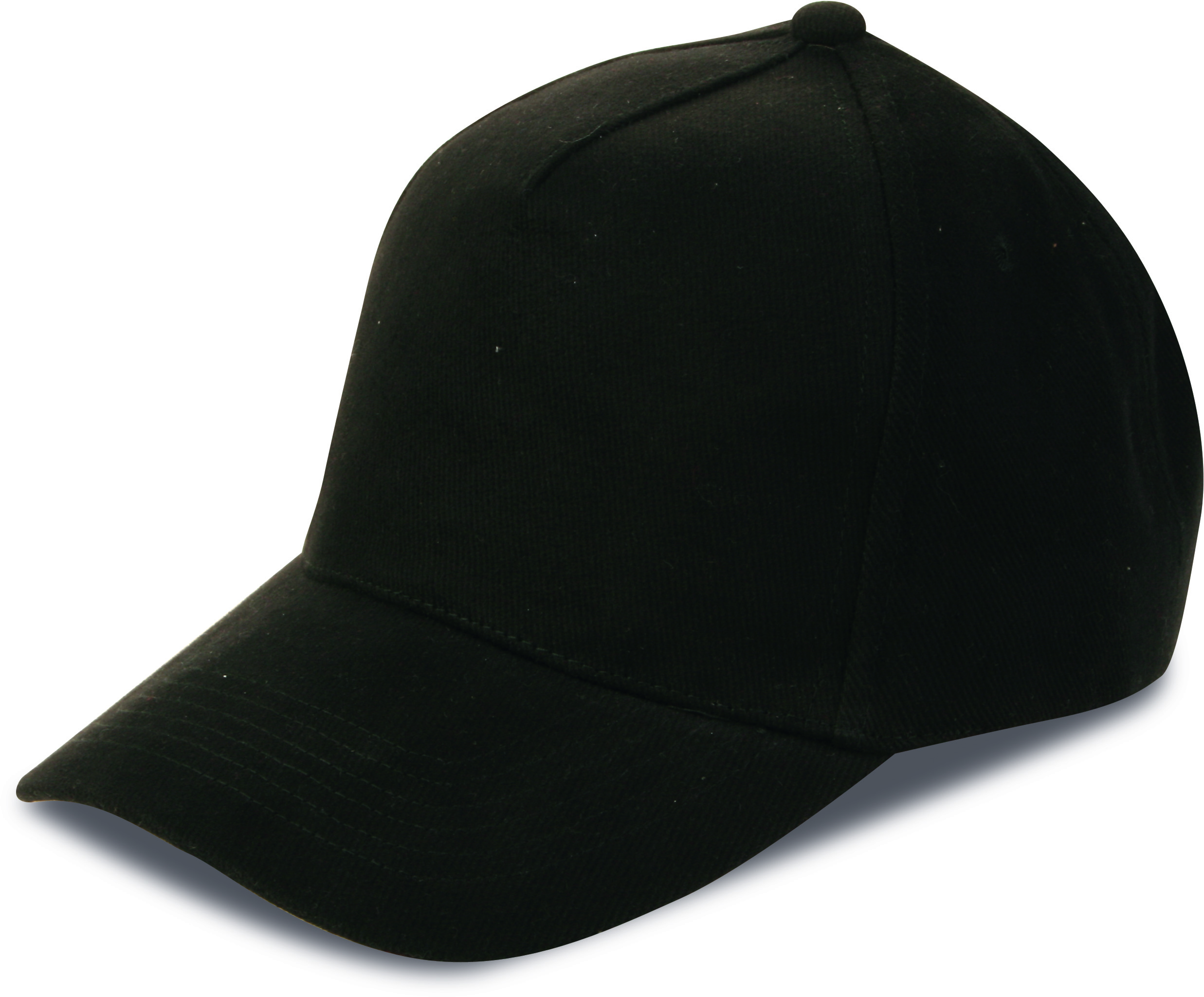 Gorra gruesa de 5 paneles, 100% algodón, color negro. - BK - Negro
