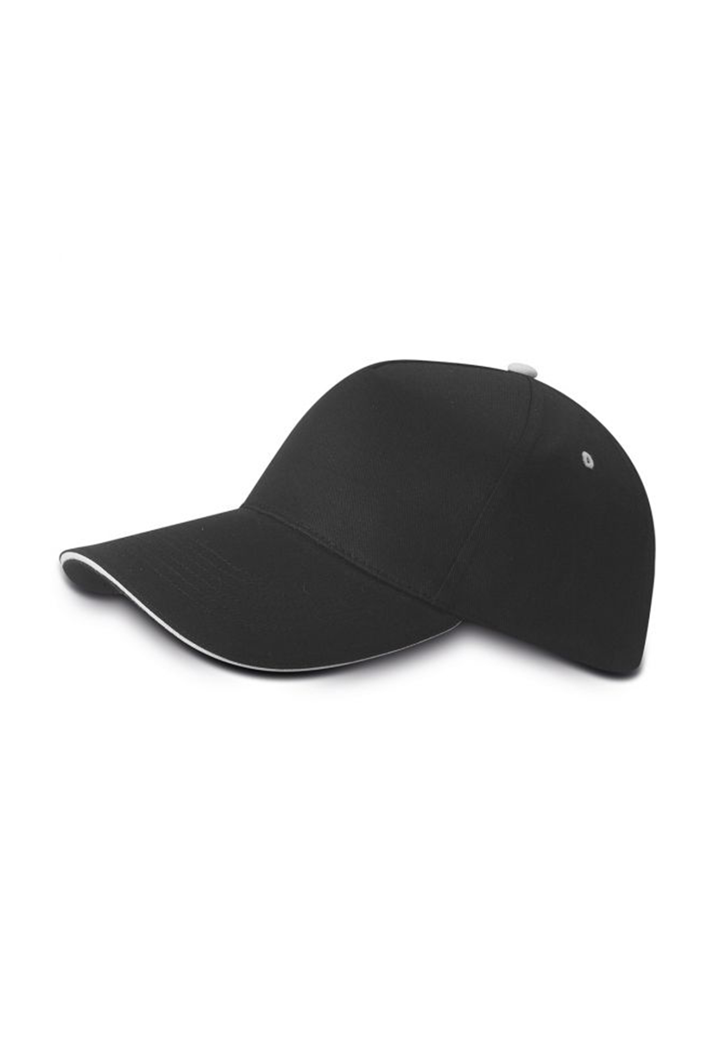Gorra de 5 paneles, 100% algodón, color negro. - BK - Negro