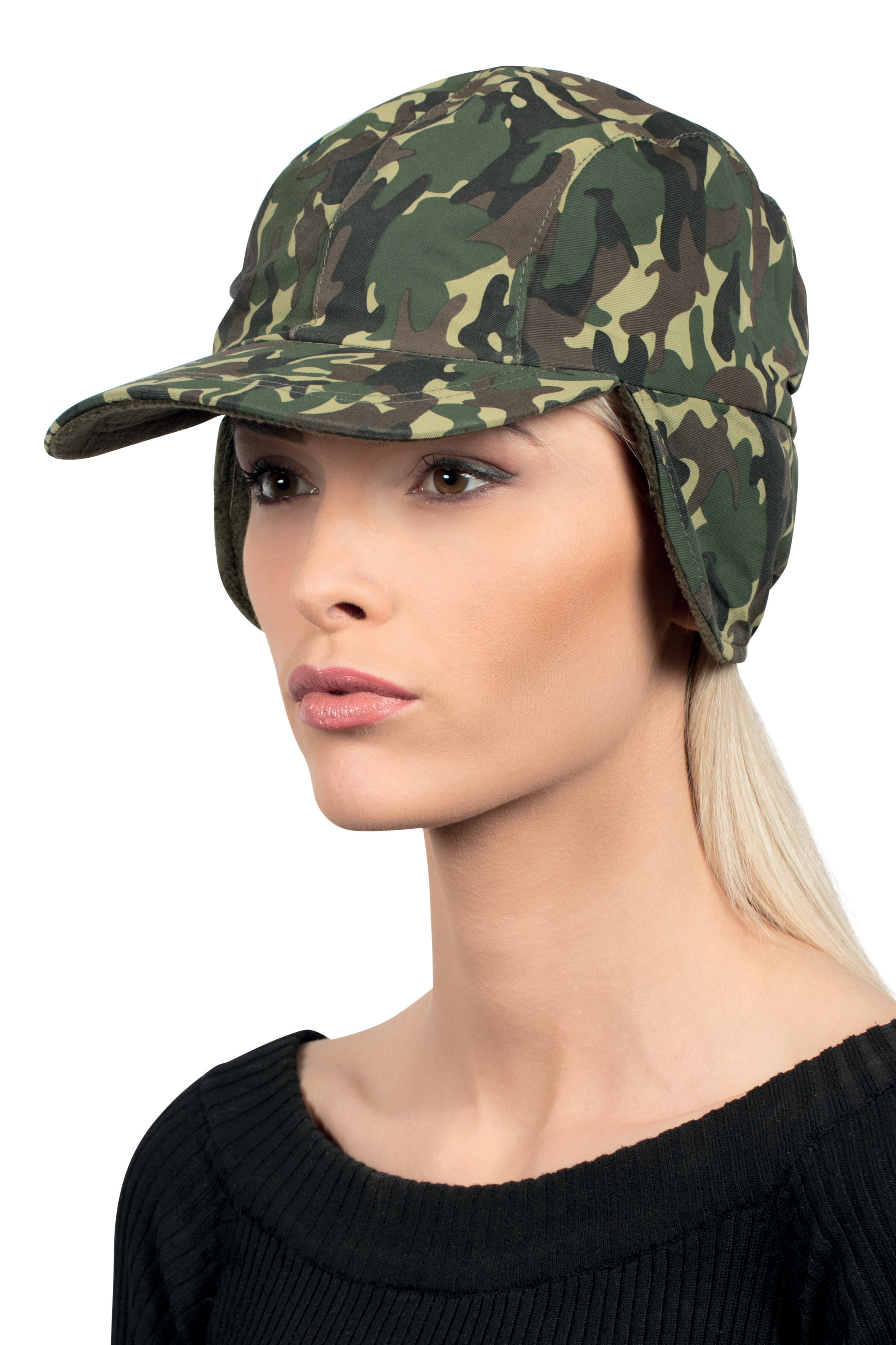 Gorra canadiense de 4 paneles, nailon/piel negra.