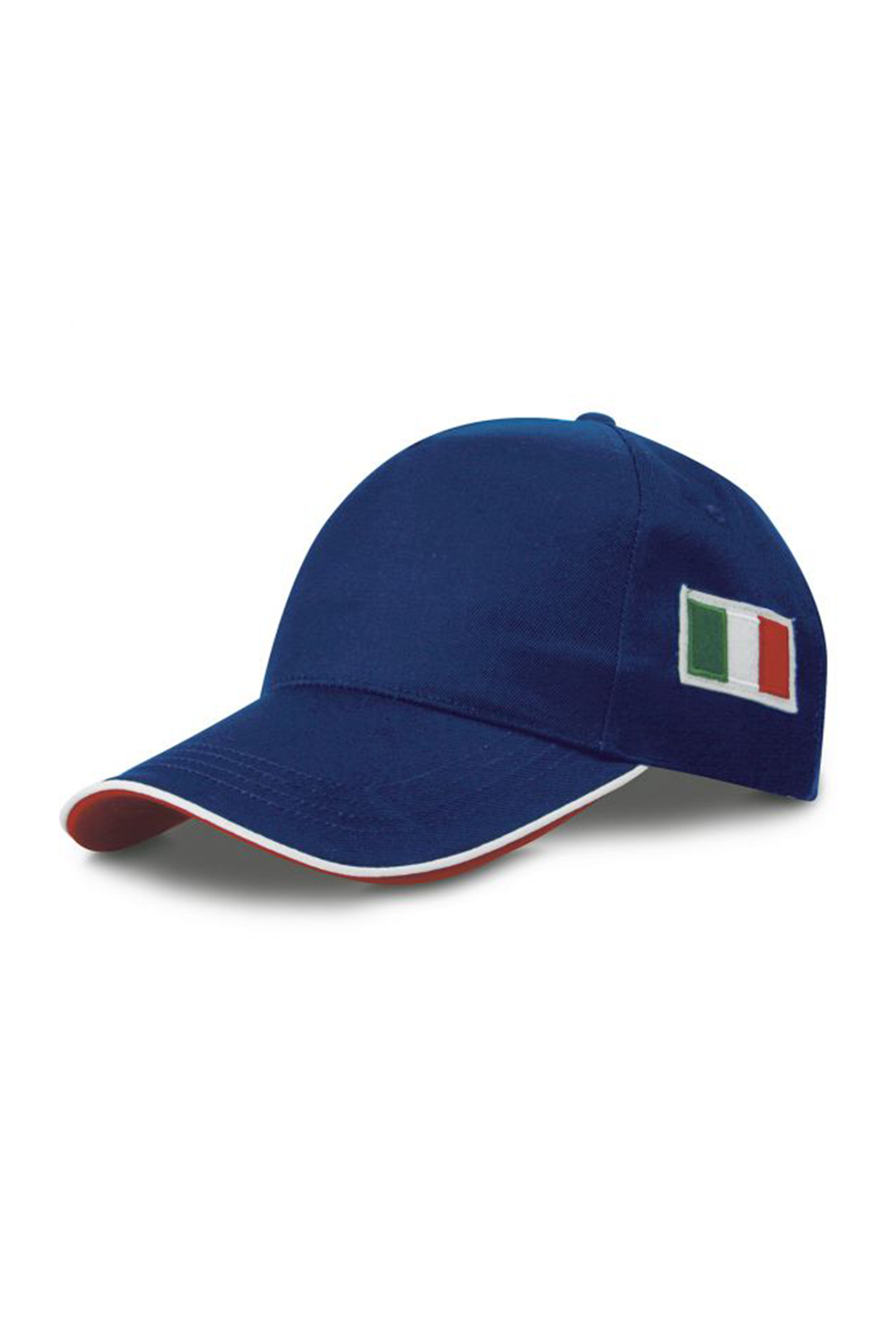 Gorra con bandera de 5 paneles, 65/35% poliéster/algodón, color negro.